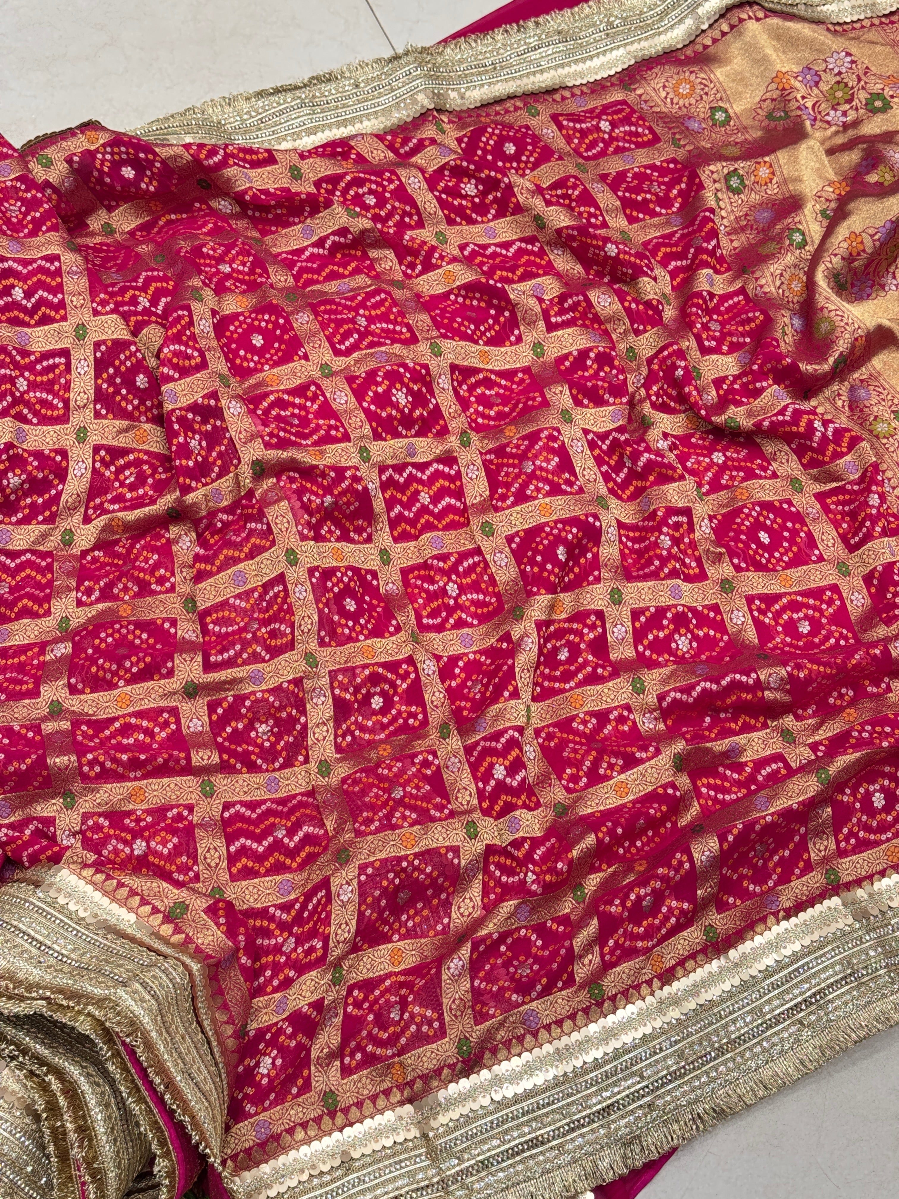 Rani Pink Gharchola Meenakari Maharani Style Saree
