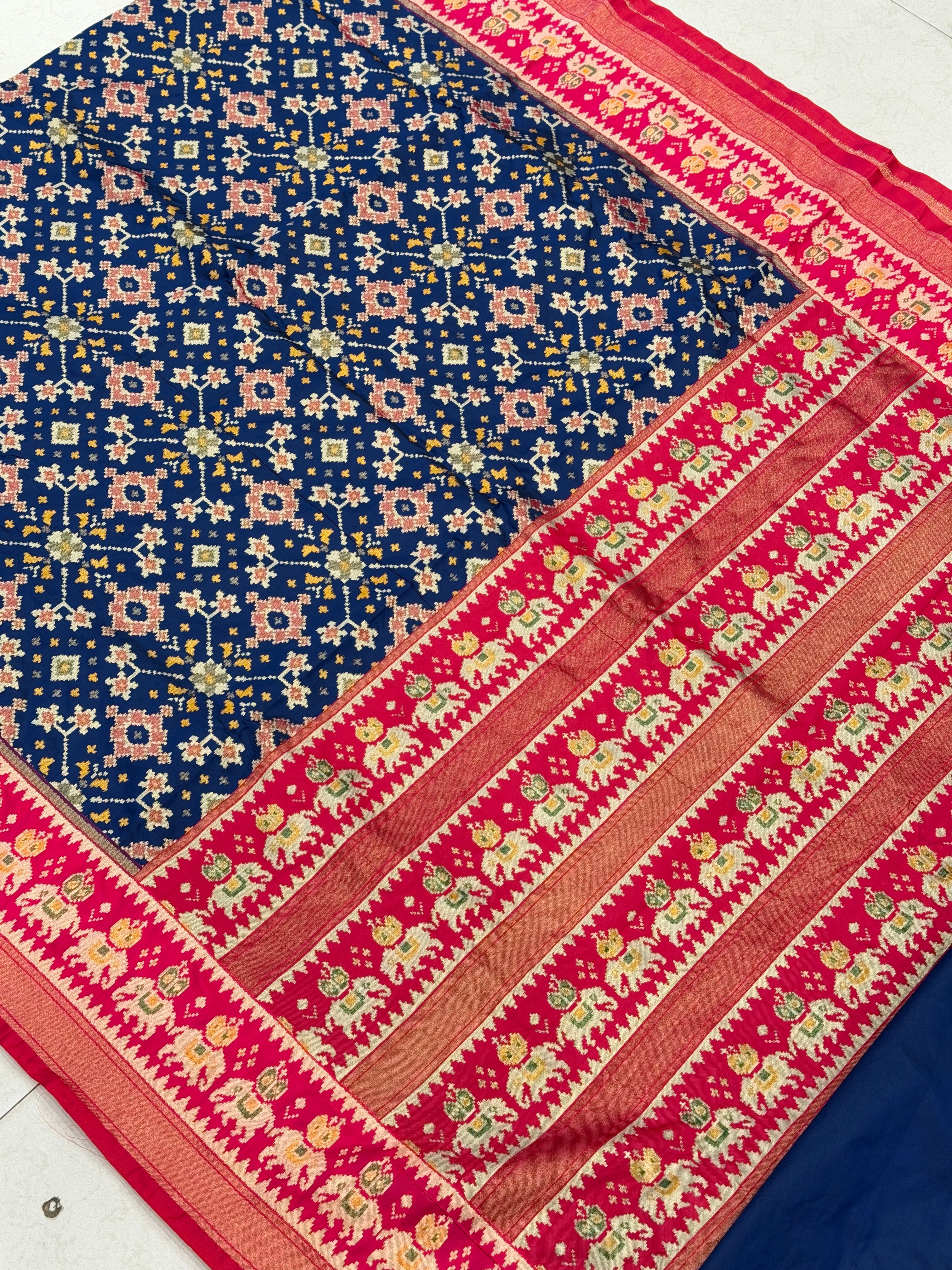 Blue Rani Semi Silk Weaved Patan Patola Saree