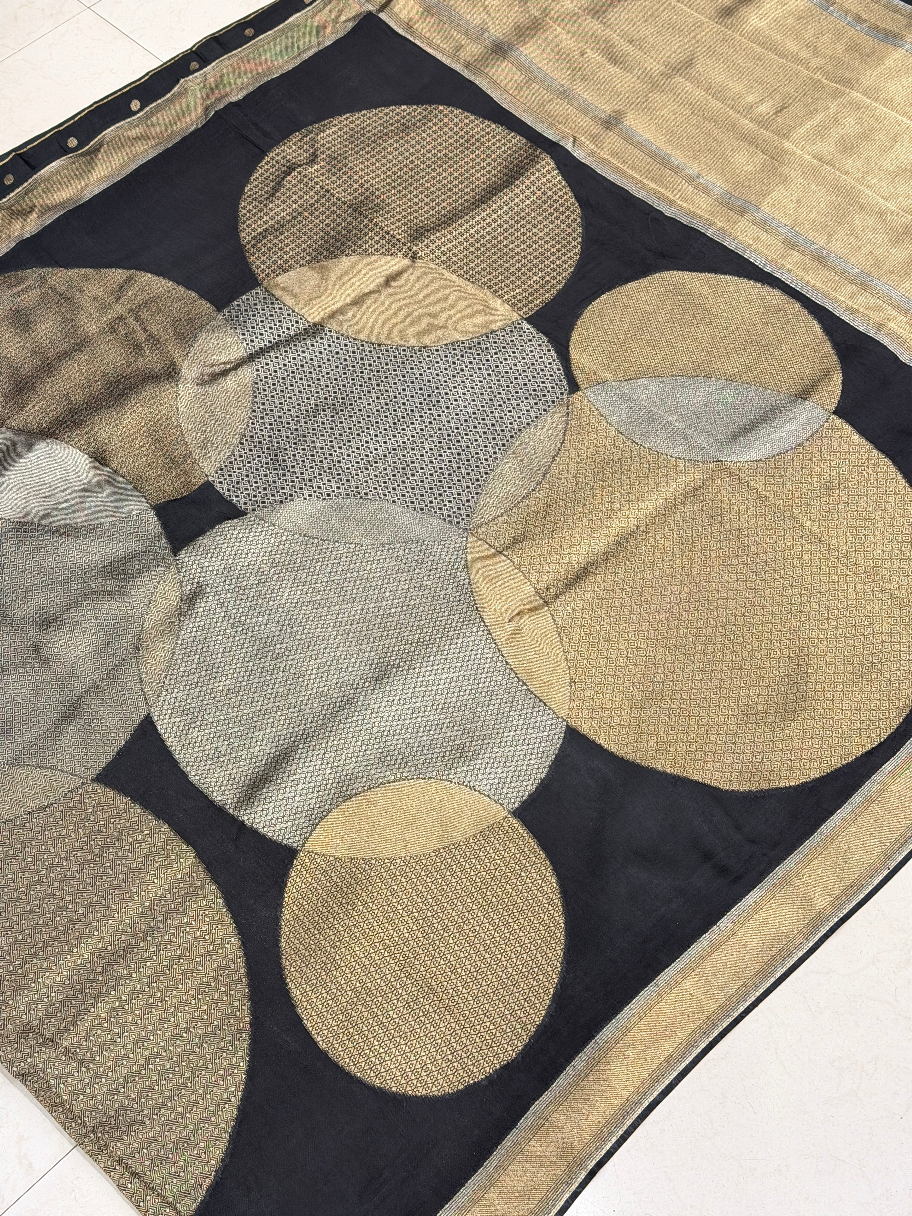 Black Contemporary Banarasi Football Inspired Munga Silk Saree