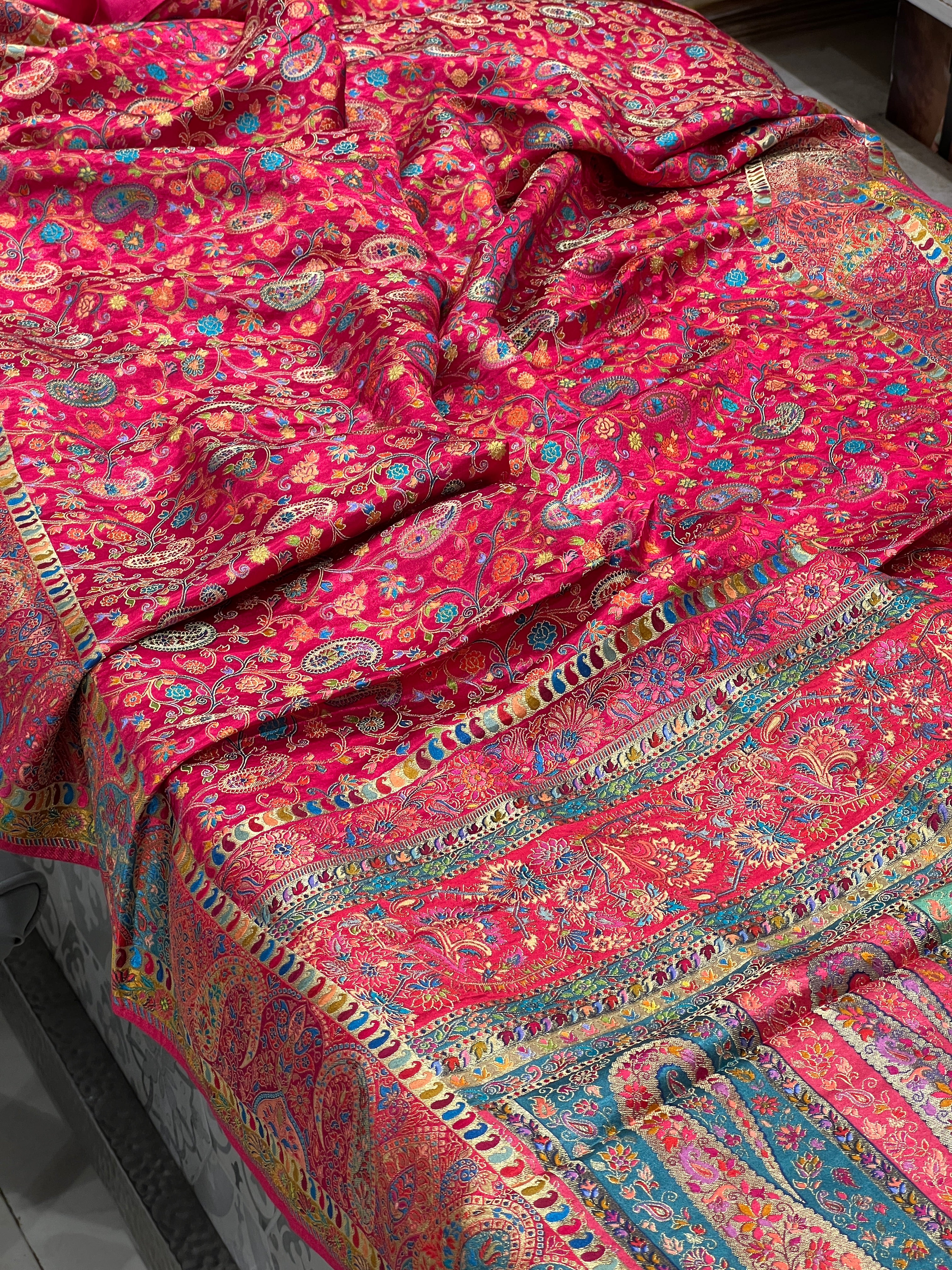 Rani Modal Satin Pashmina Style Saree