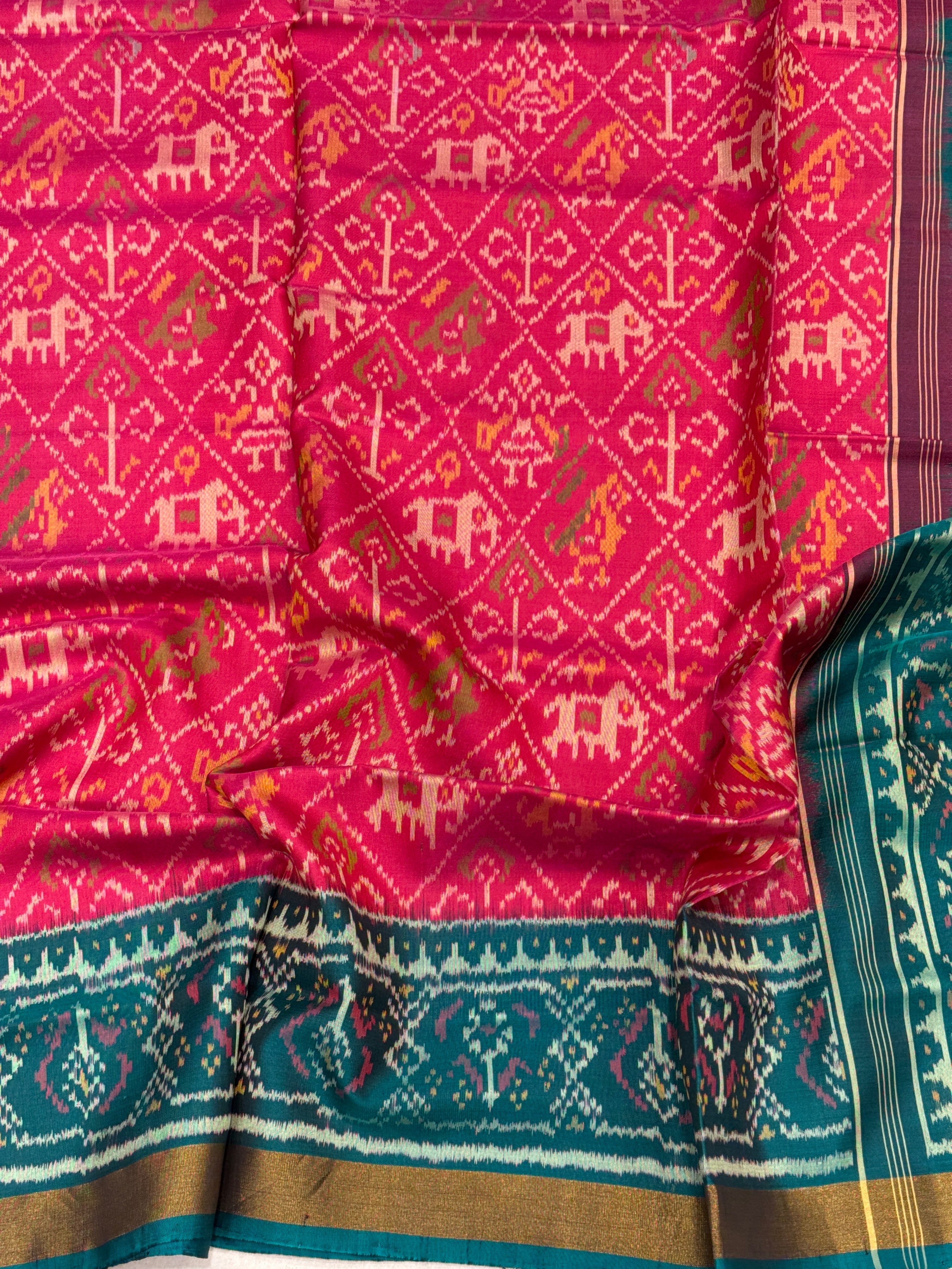 Rani Bottle Green Handloom Rajkoti Patola Saree