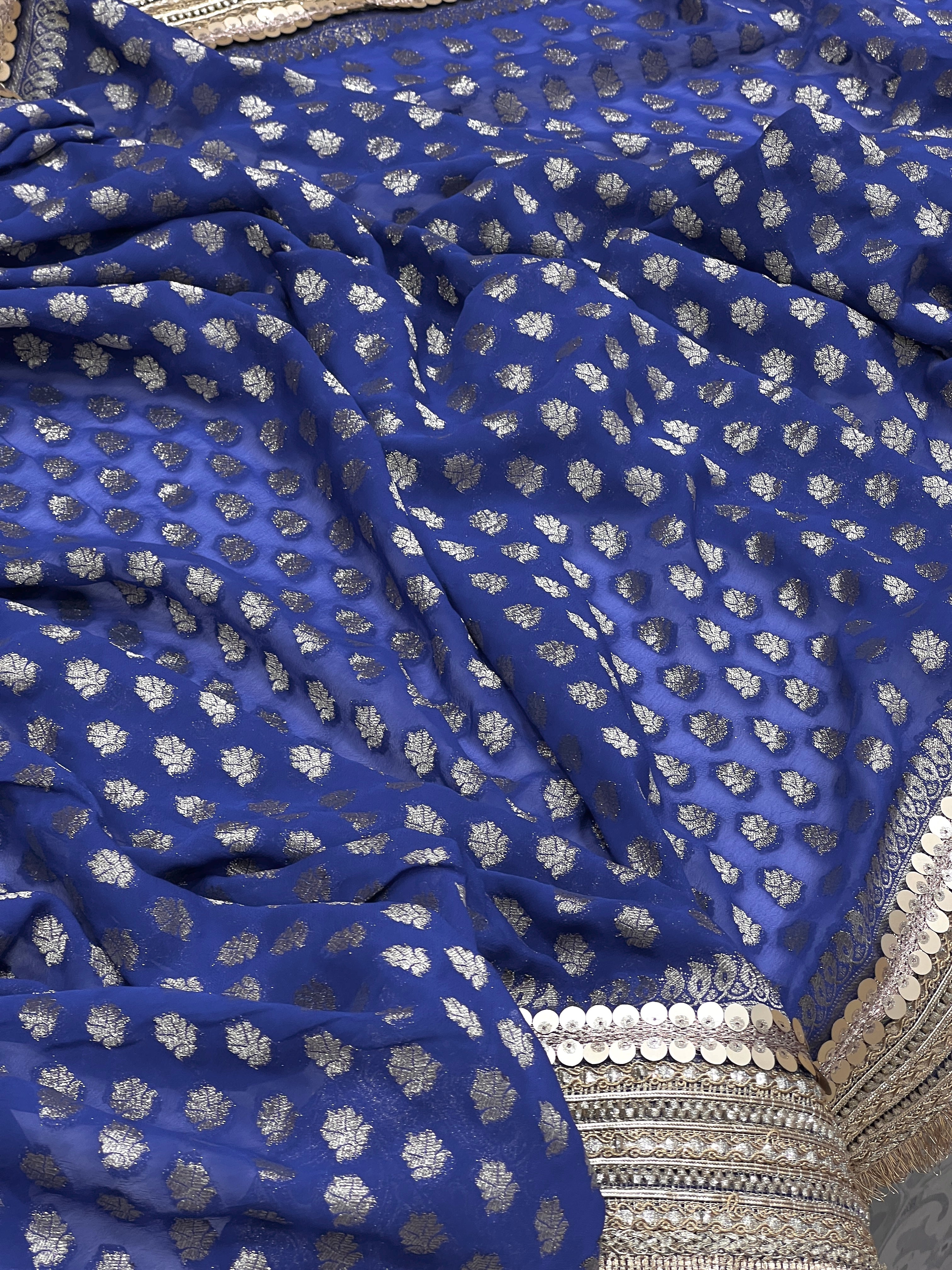 Blue Georgette Butti Maharani Edit Saree