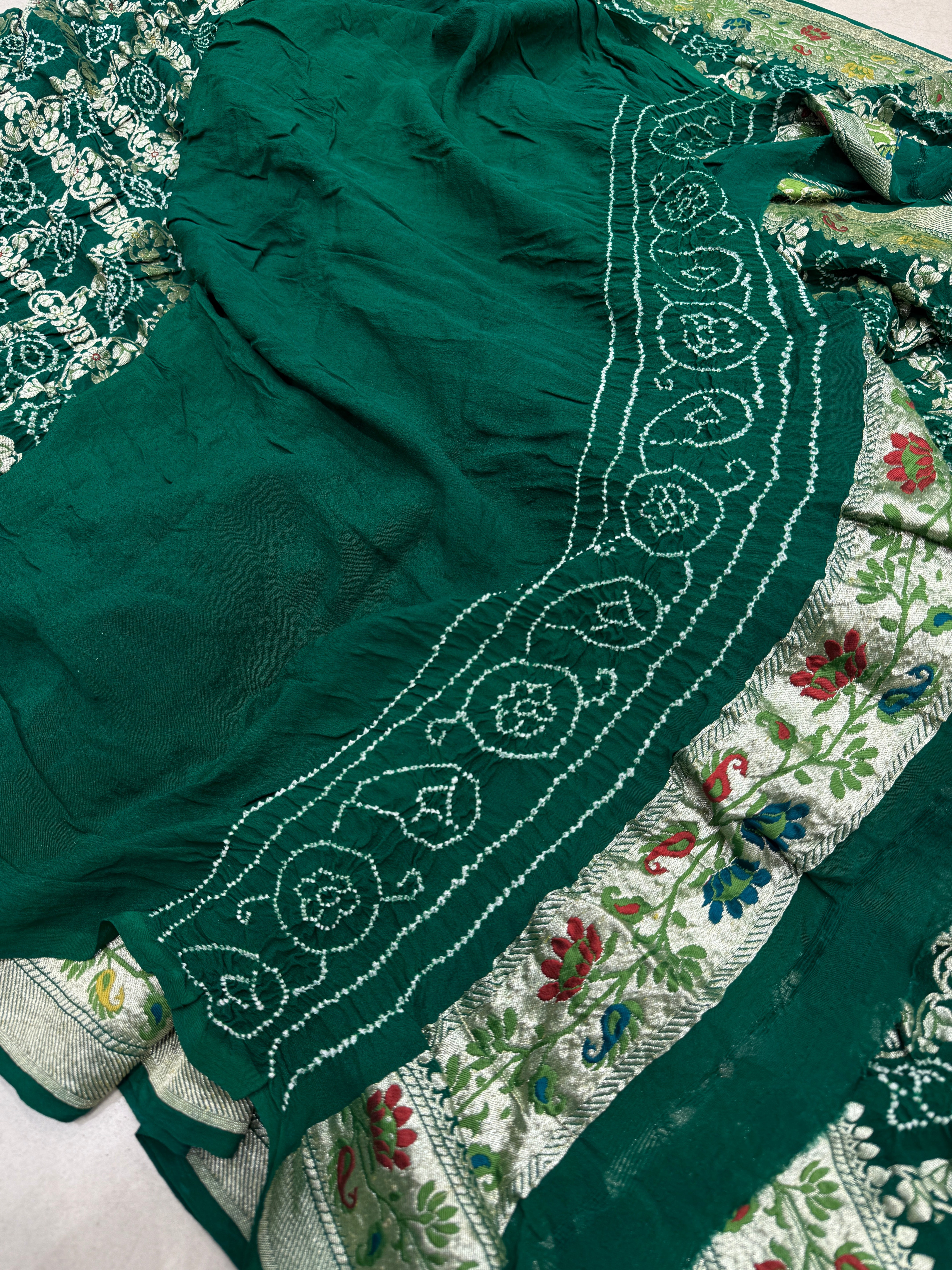 Bottle Meenakari Gharchola Bandhej Saree