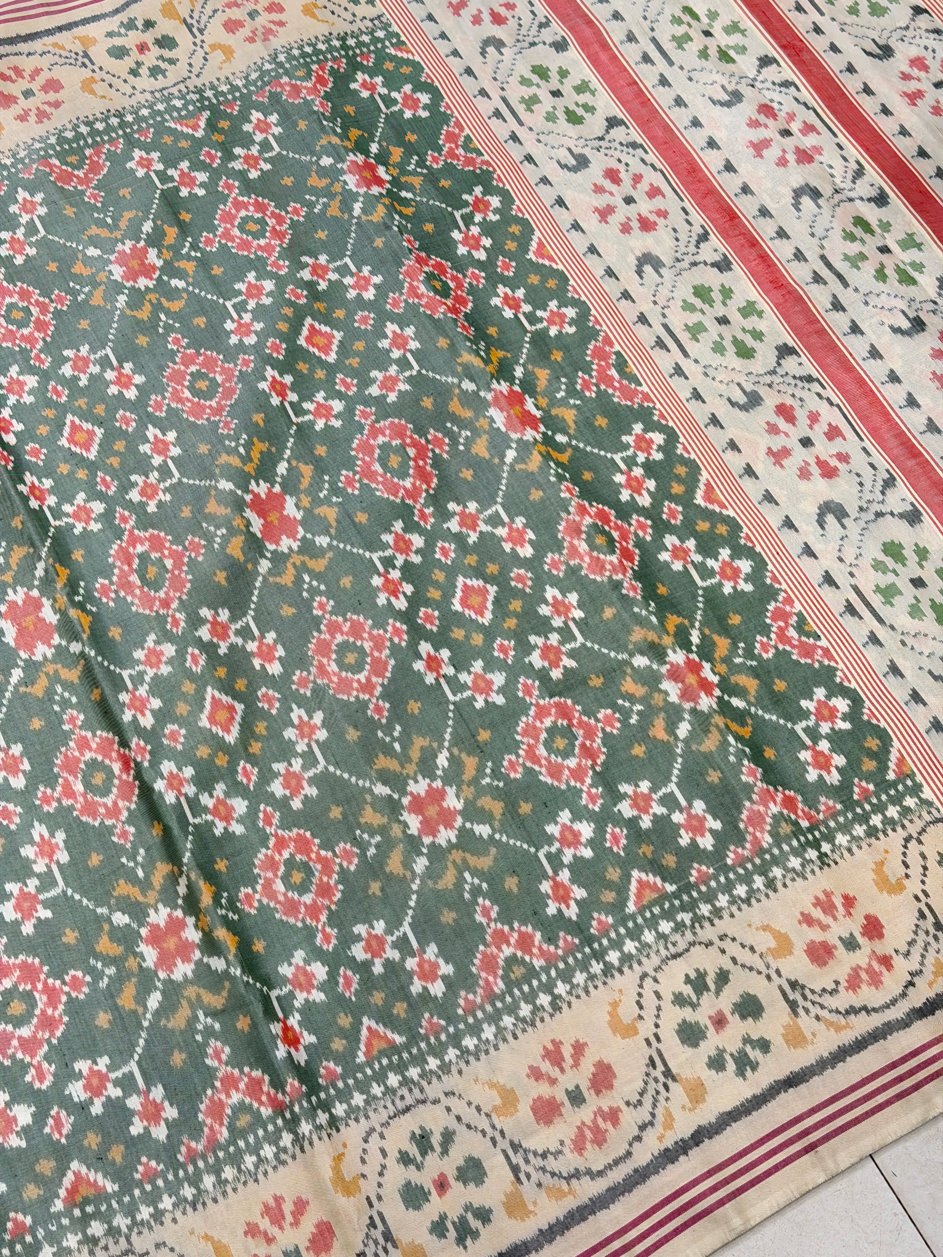 Pastel Green Navratna Patan Patola Handloom Saree