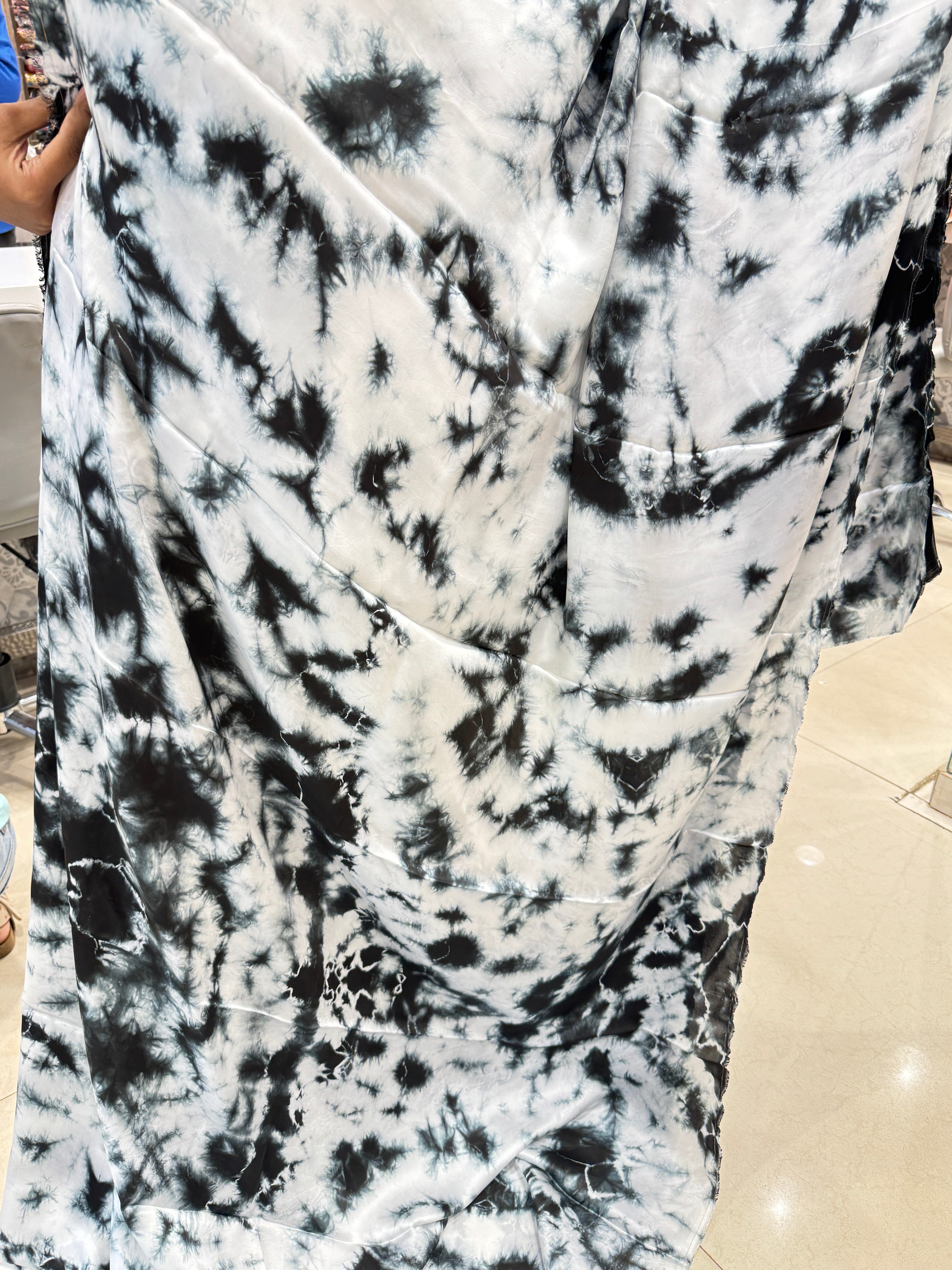 Satin Black Resist Dye Saree