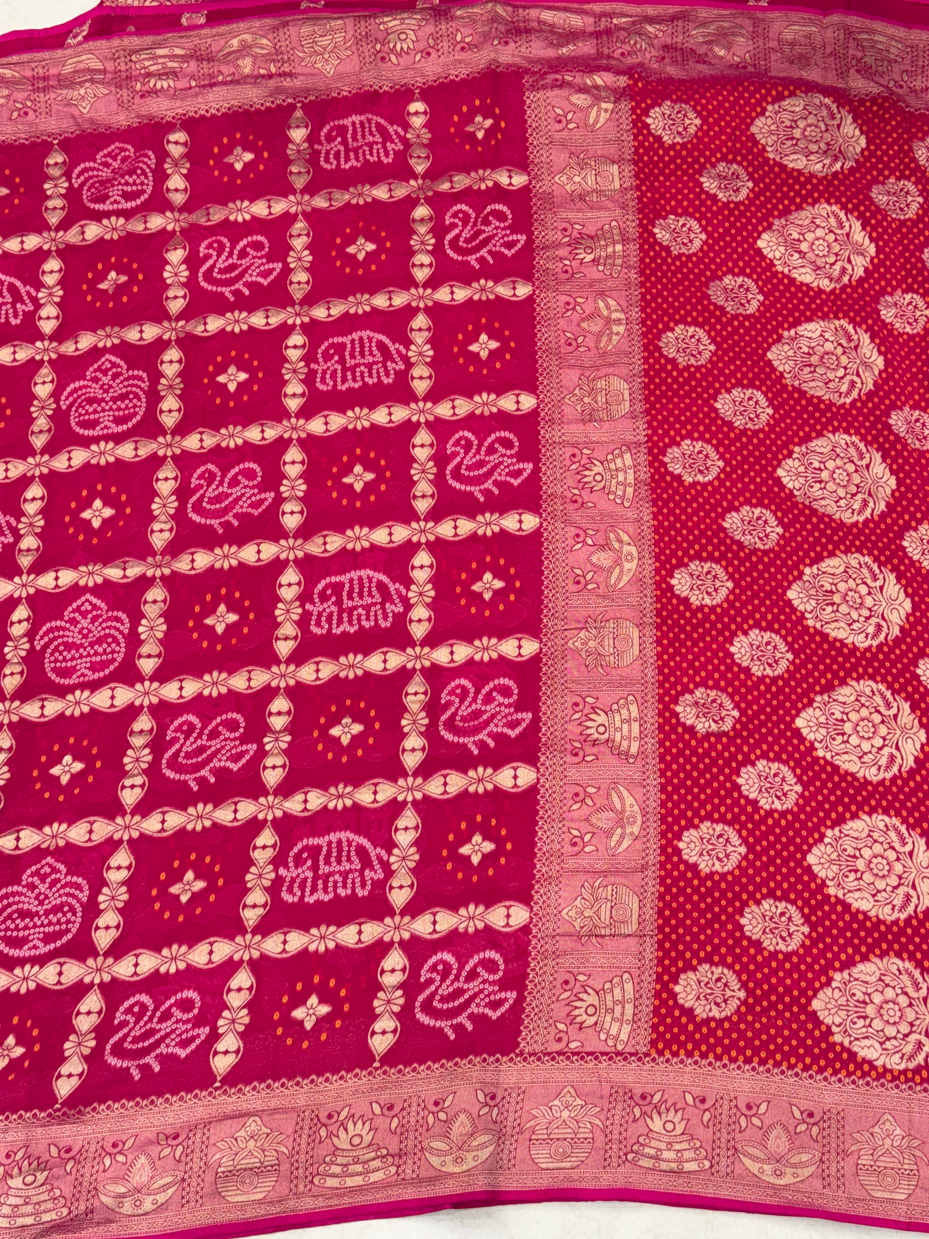Rani Woven Bandhej Georgette Gharchola Saree 3.0