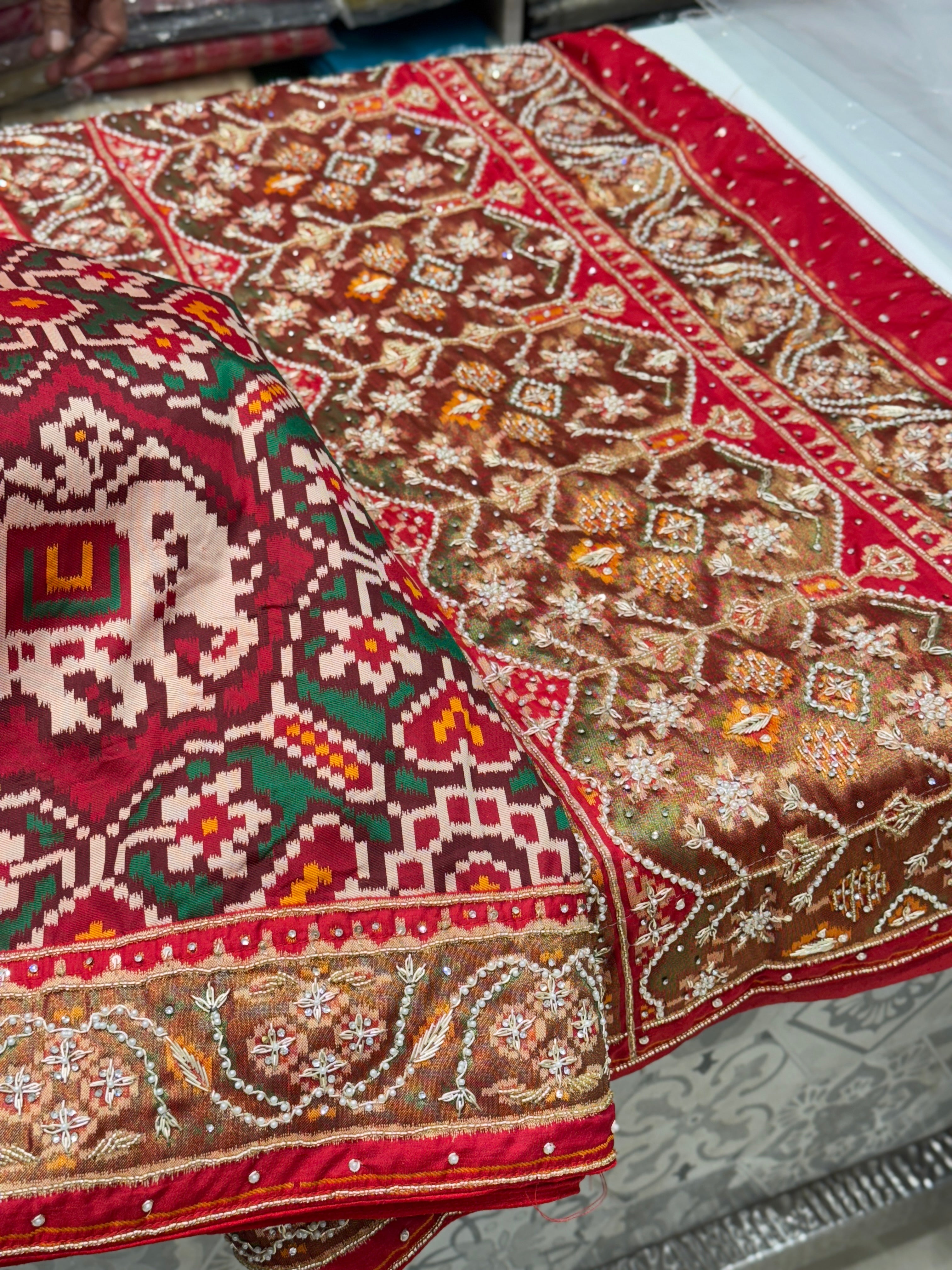 Maroon Patola Zardosi Embroidery Saree