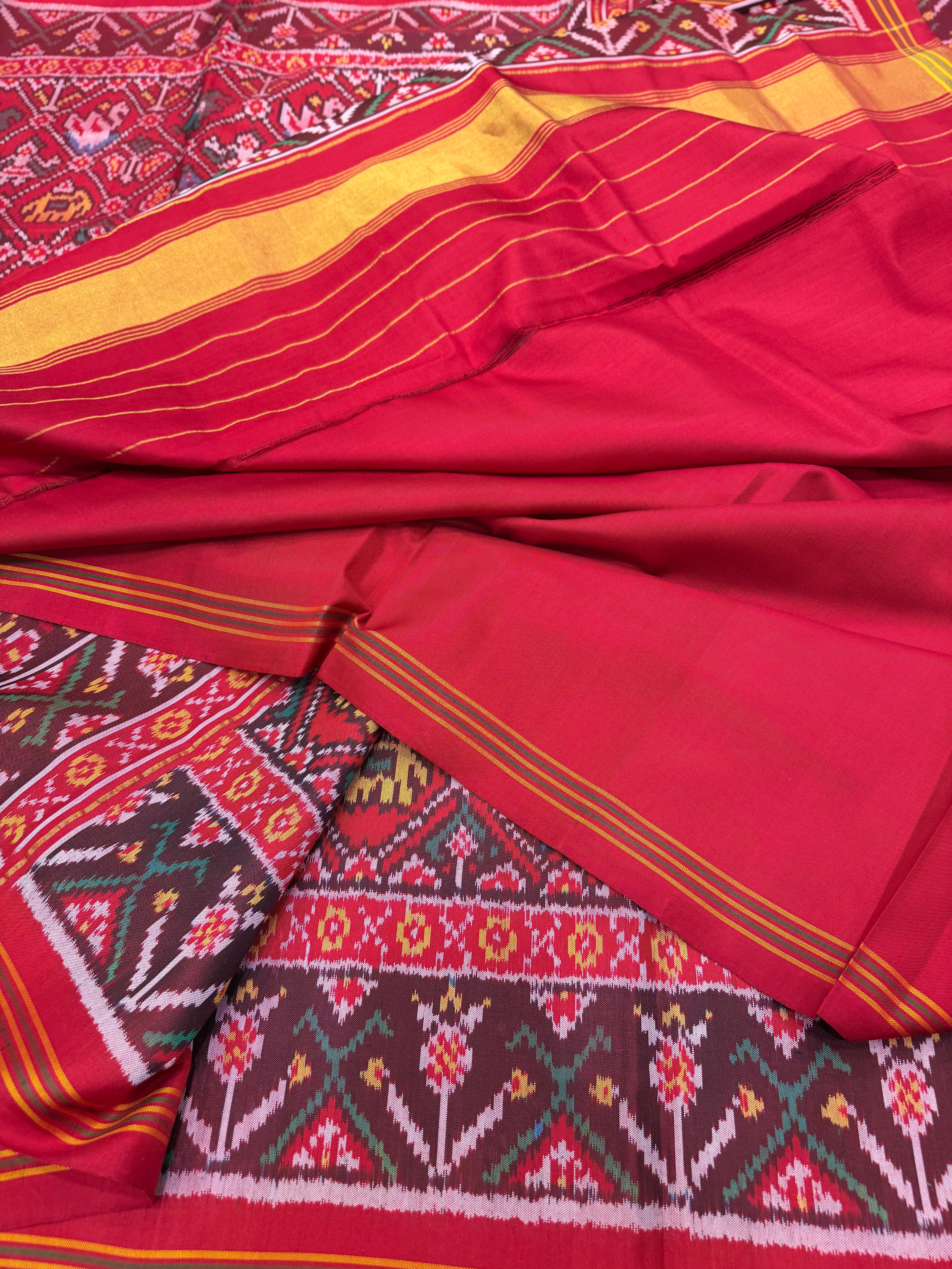 Red Narikunjar Patan Patola Handloom Saree