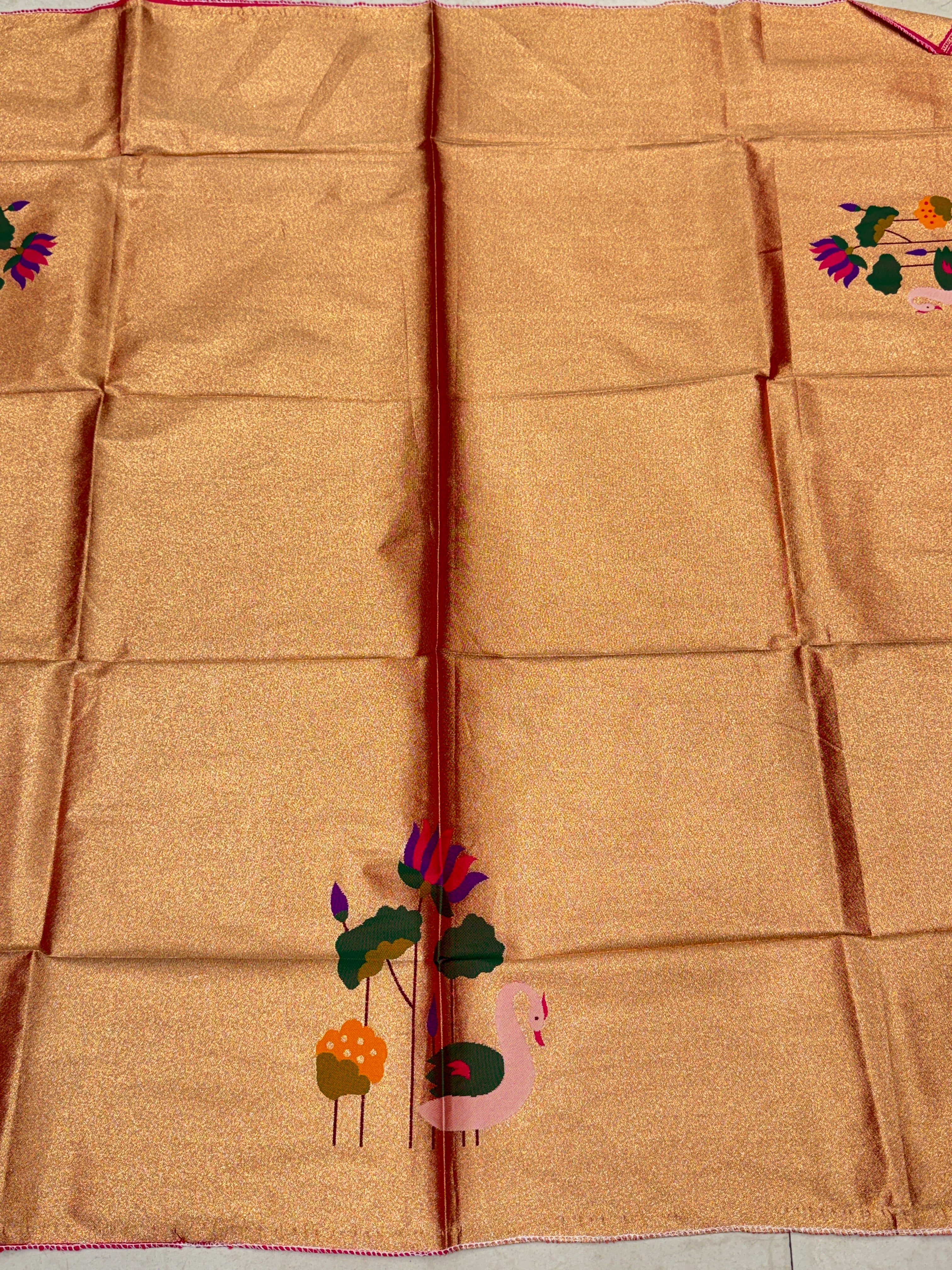 Swan Lotus Tissue Paithani Blouse Piece