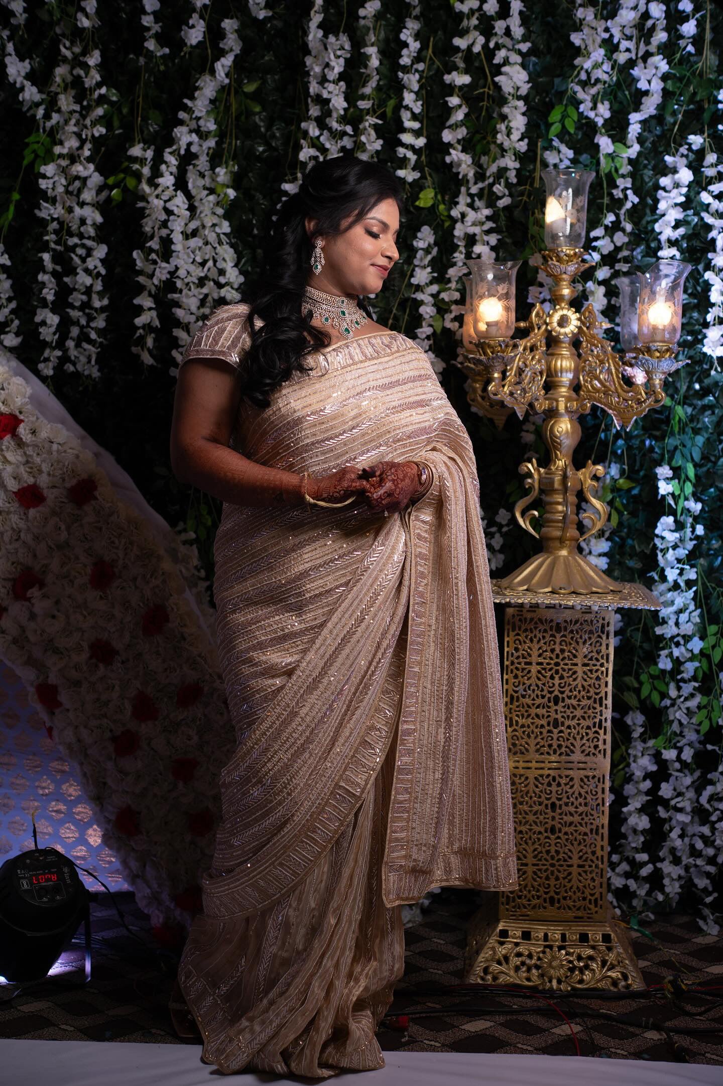Pink Tissue Hand Embroidery Saree
