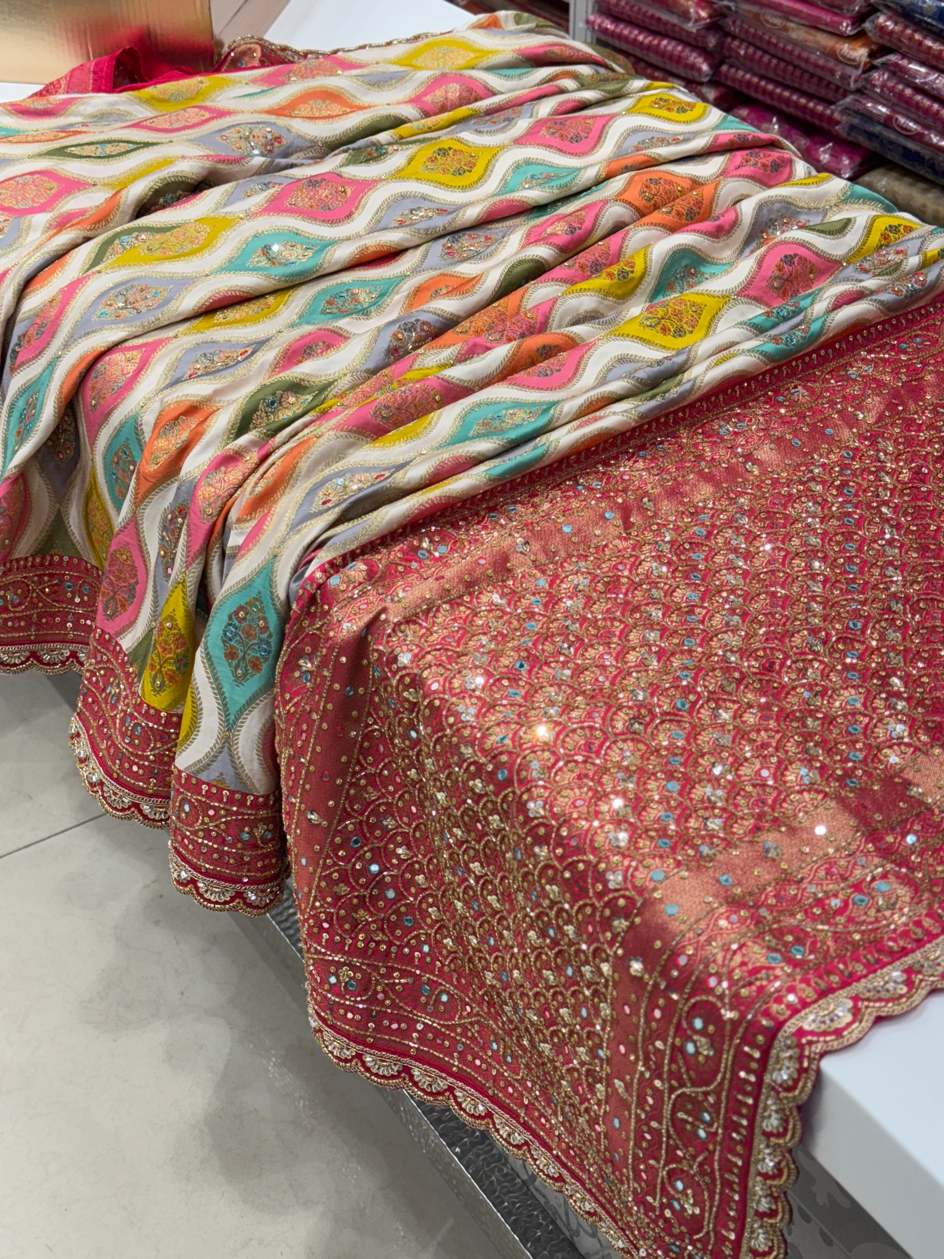 Banarasi Modal Rangkat Hand Embroidery Maharani Saree