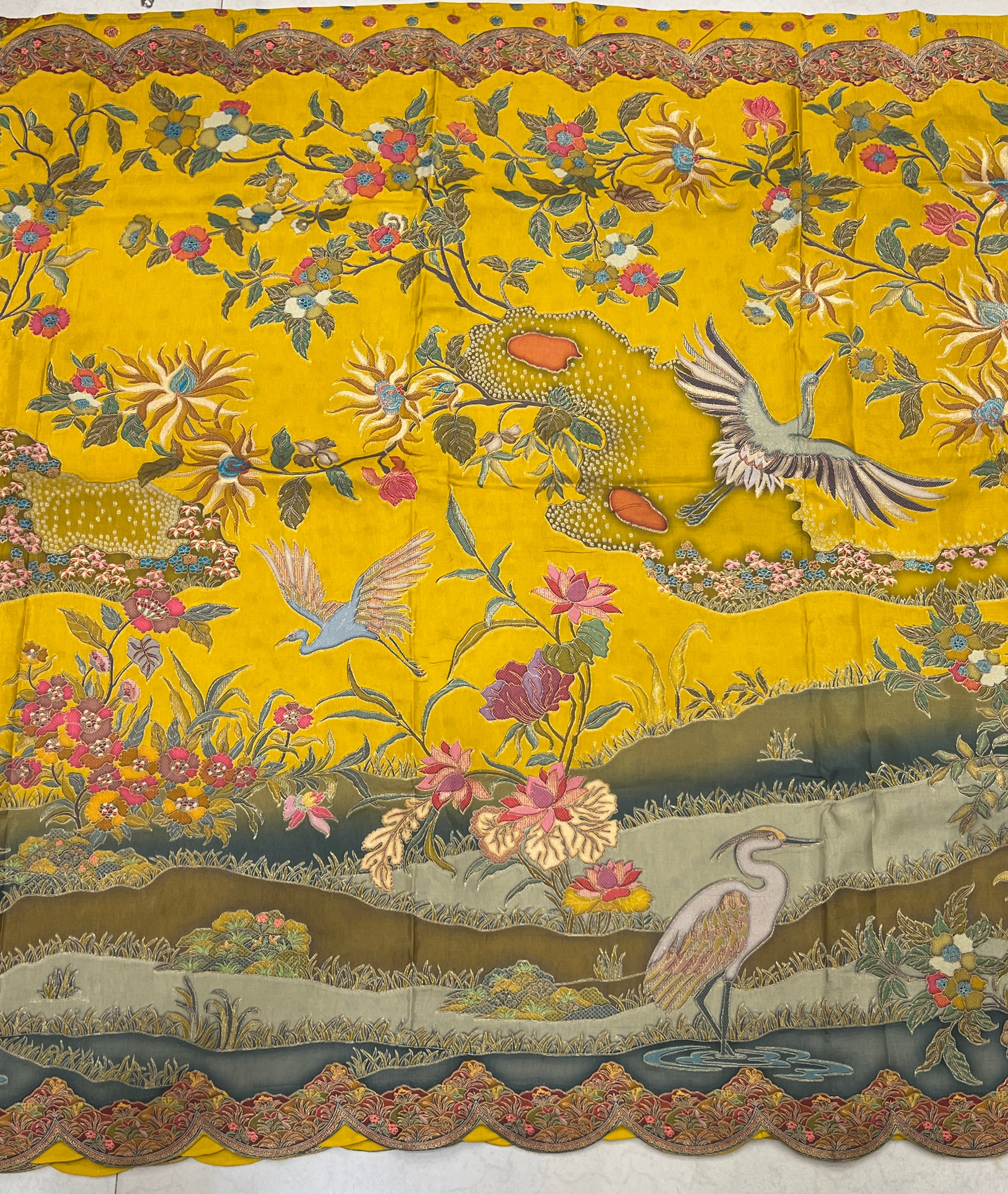 Yellow Munga Silk Landscape Saree