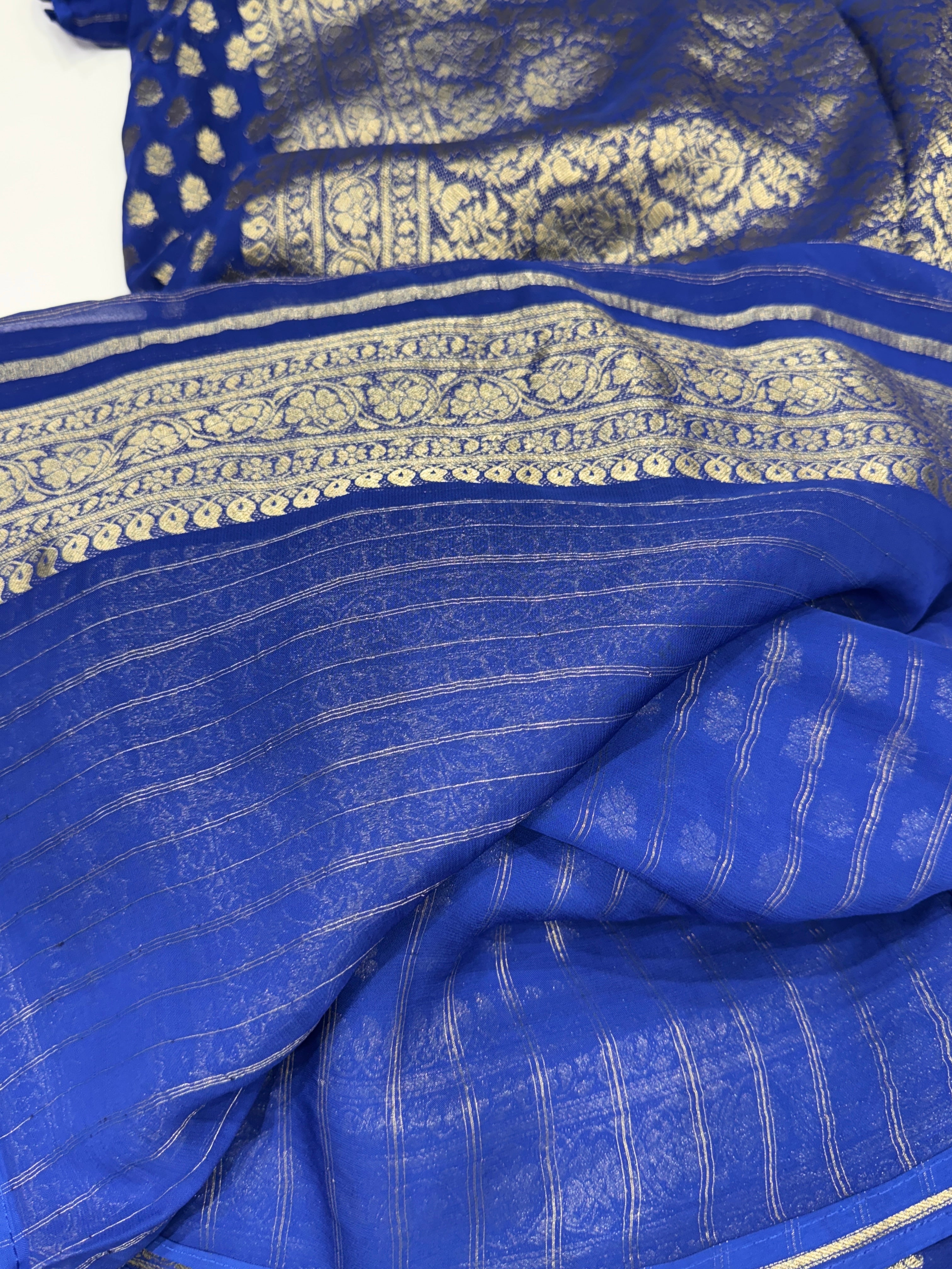 Royal Blue Butti Banarasi Georgette Saree