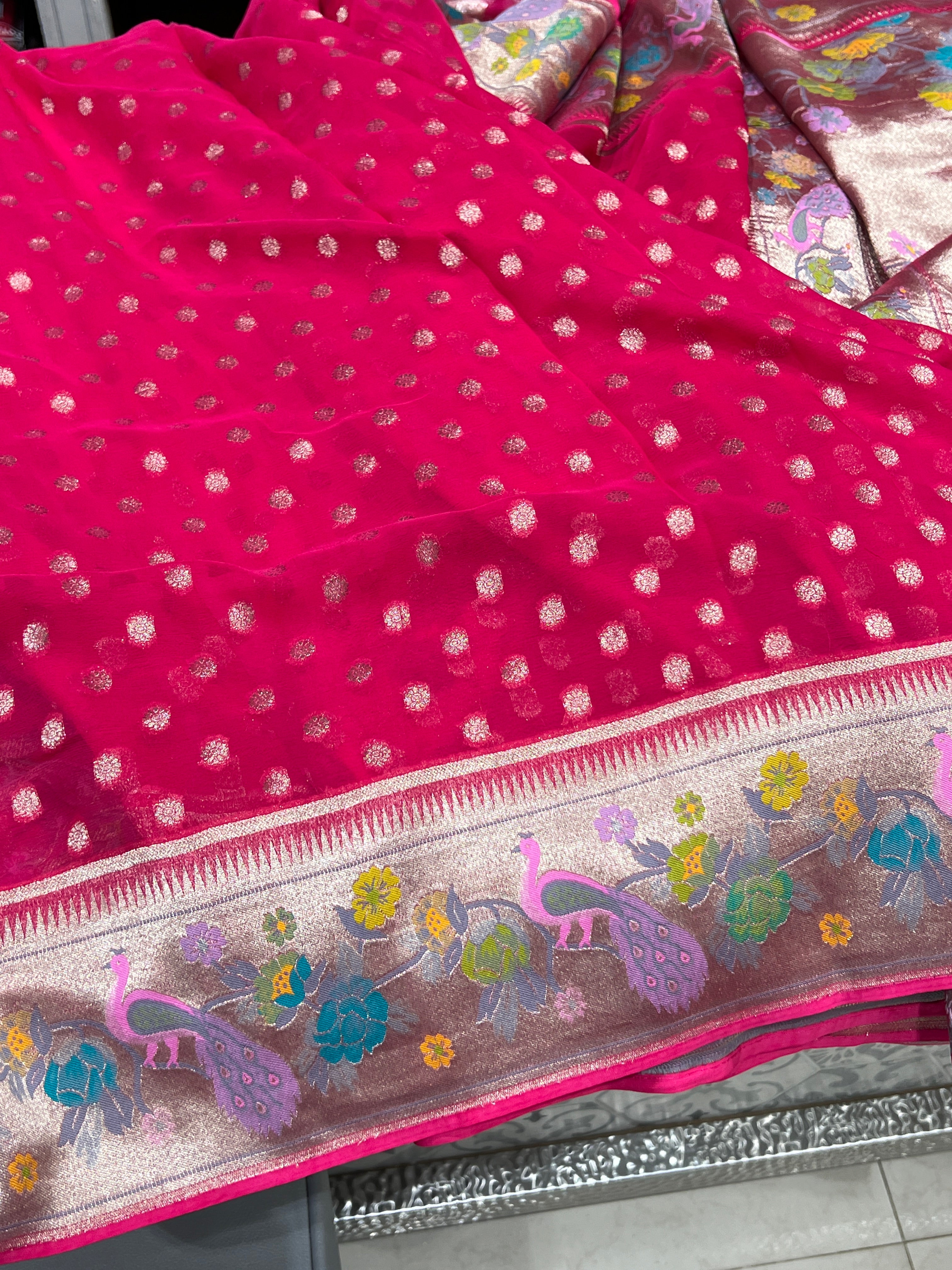 Rani Banarasi Khaddi Georgette Paithani