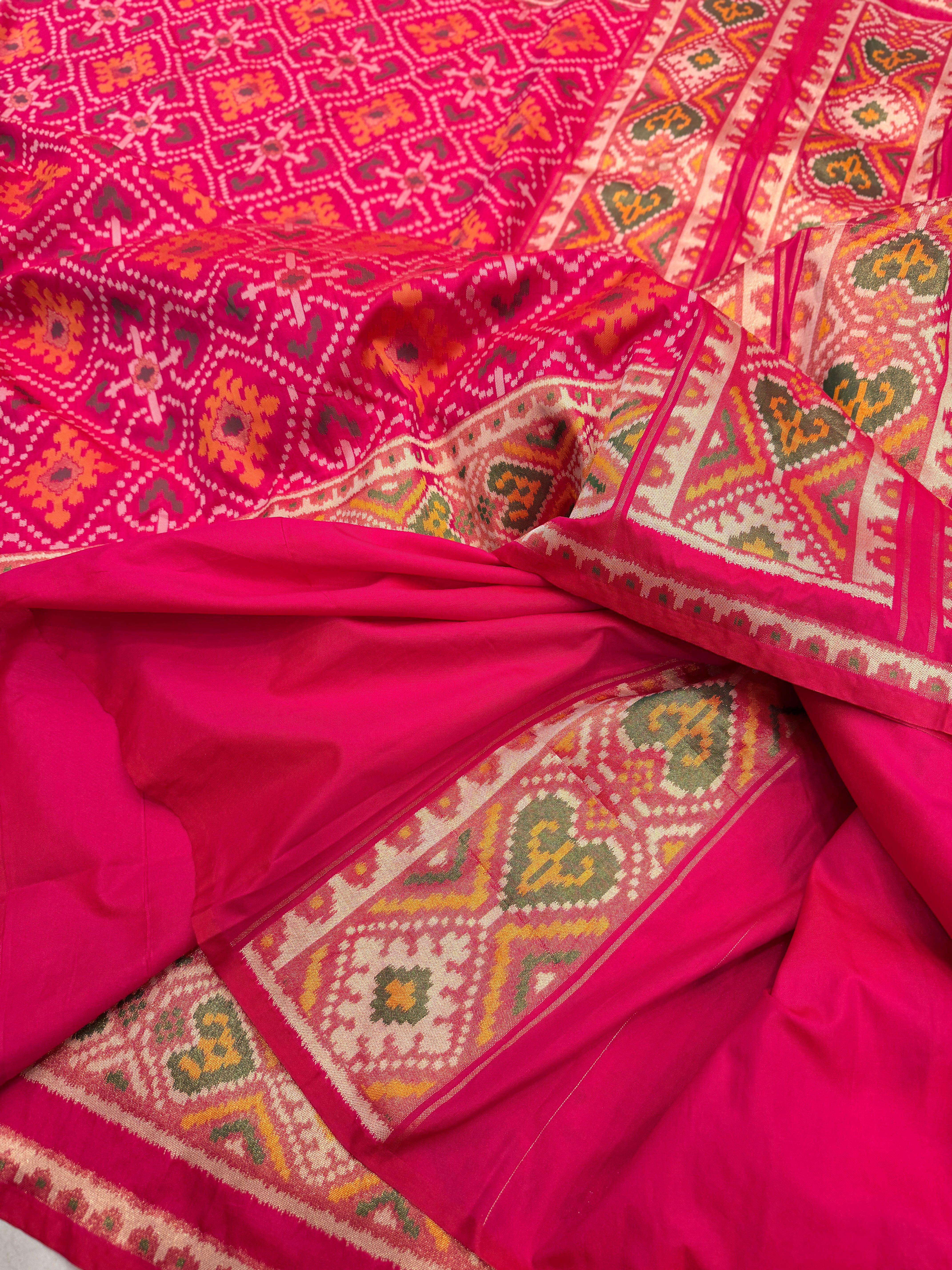 Rani Pink Ratan Chowk Semi Silk Weaved Patan Patola Saree