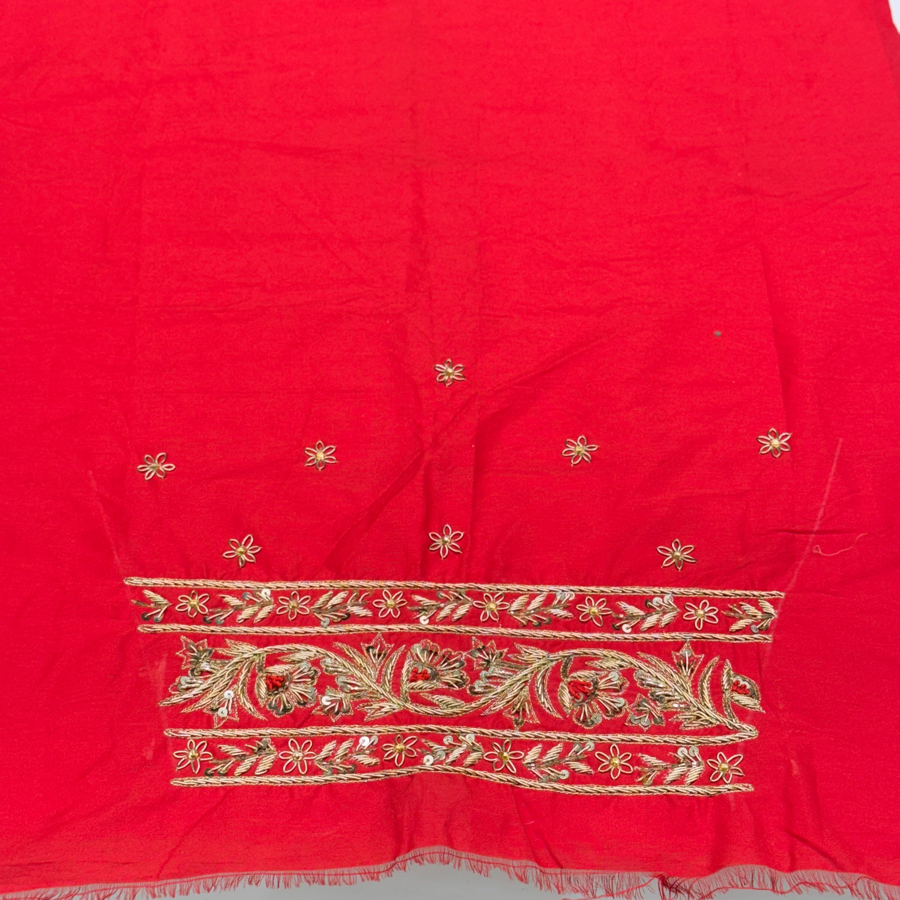 Red Silk Embroidery Blouse Piece
