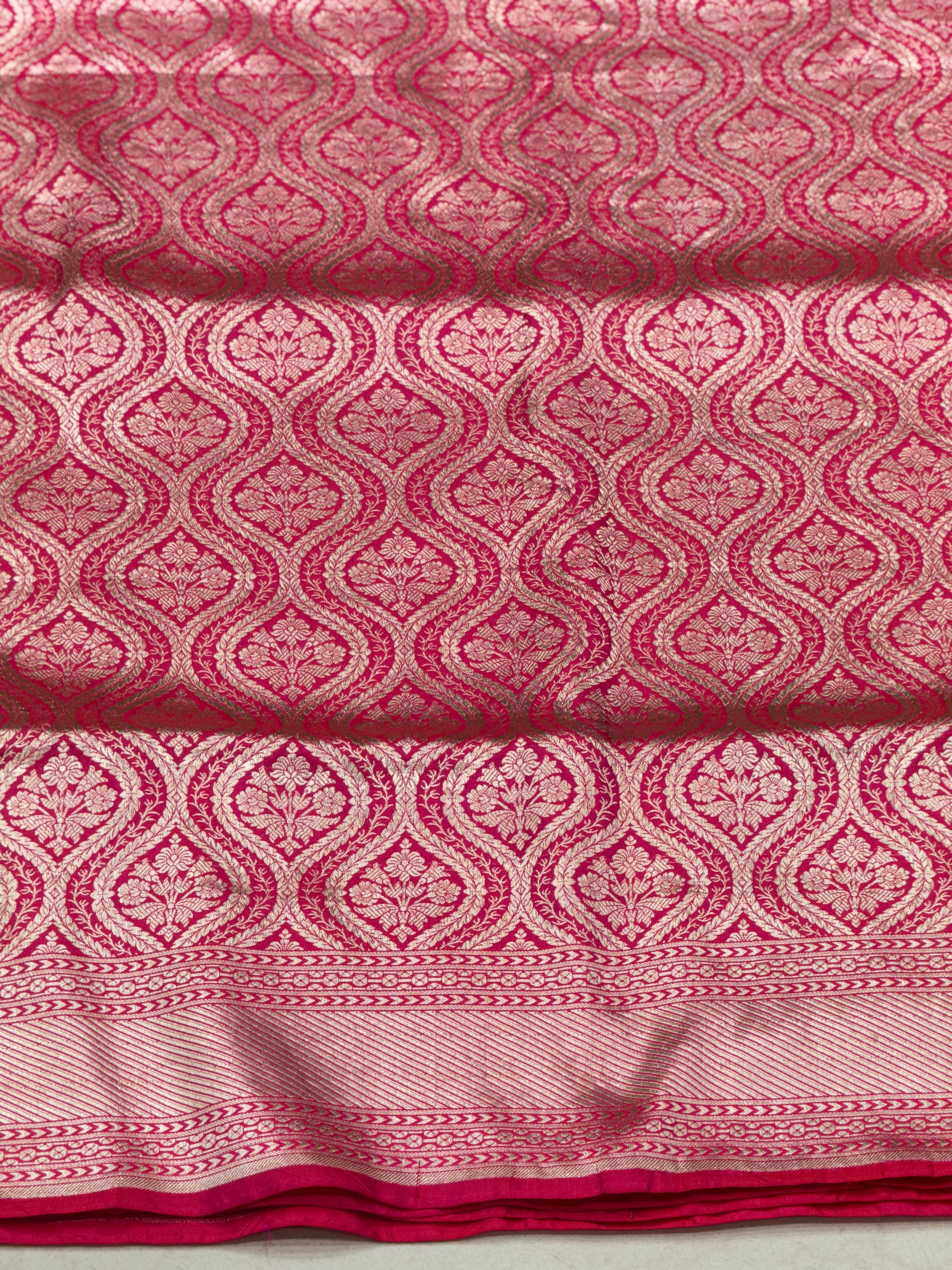 Rani Pink Keri Badam Jaal Handloom Banarasi Katan Silk Saree