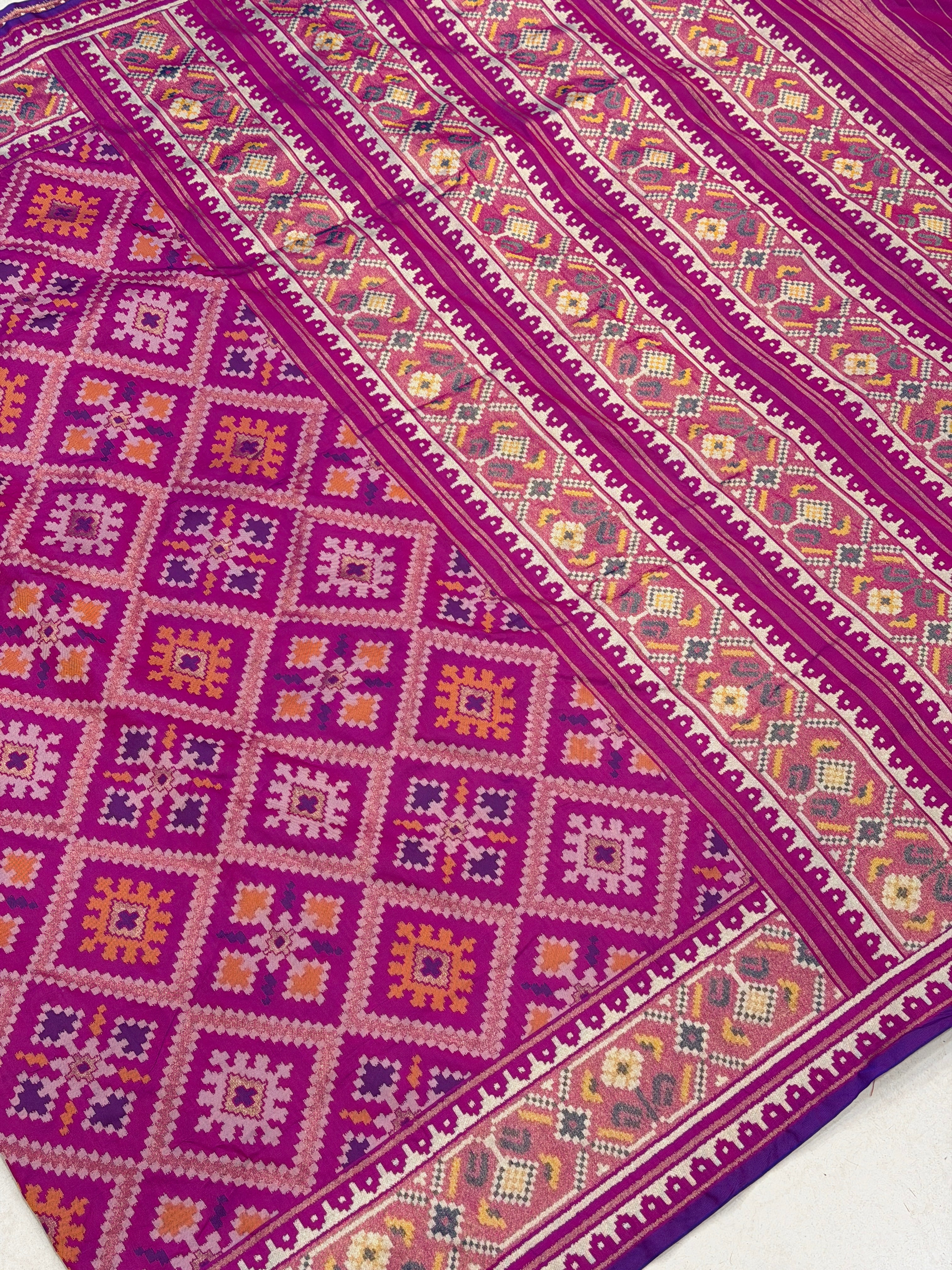 Violet Ratan Chowk Semi Silk Weaved Patan Patola Saree