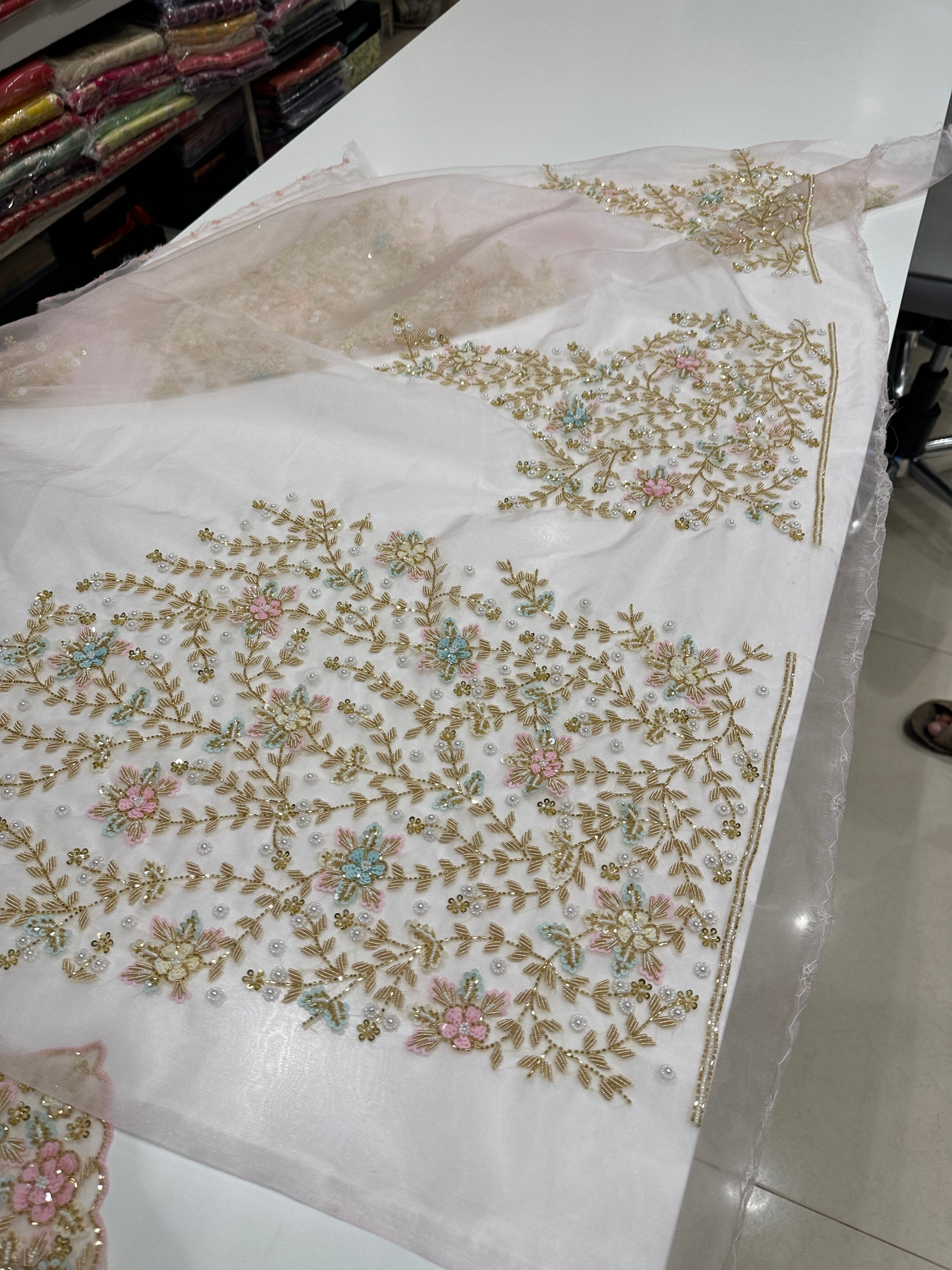 Light Pink Organza Blouse Saree