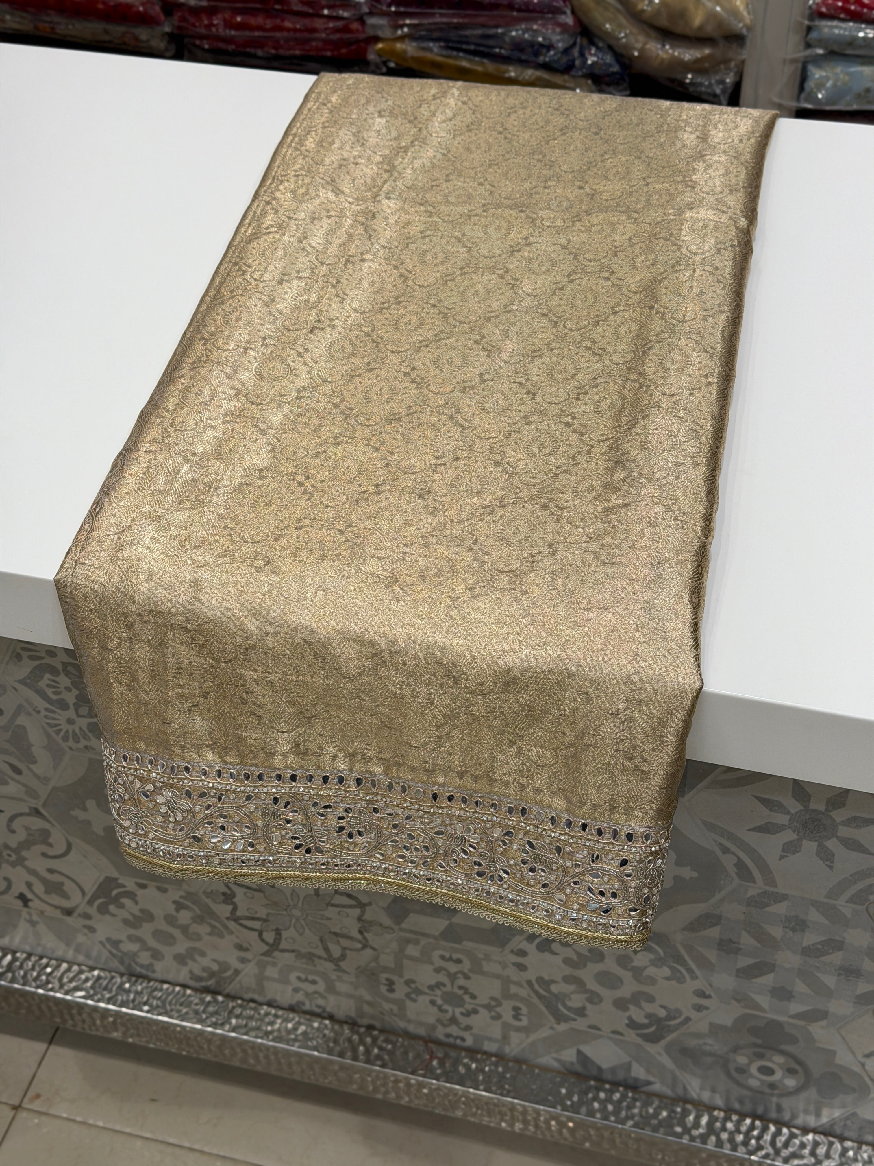 Golden Tissue Kanjivaram Contemporary Hand Embroidery Saree