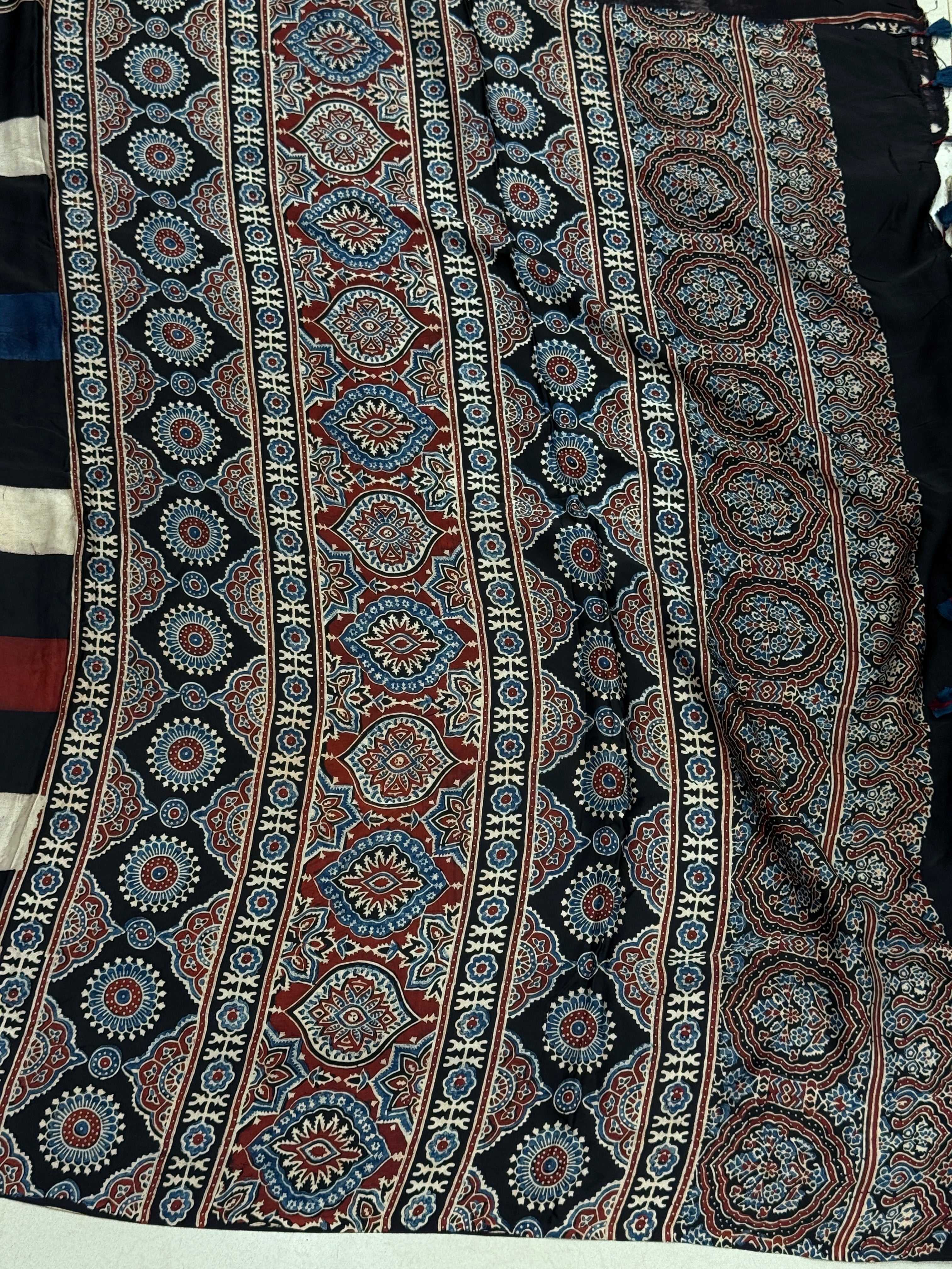 Black Contemporary Line Modal Silk Ajrakh Sareee