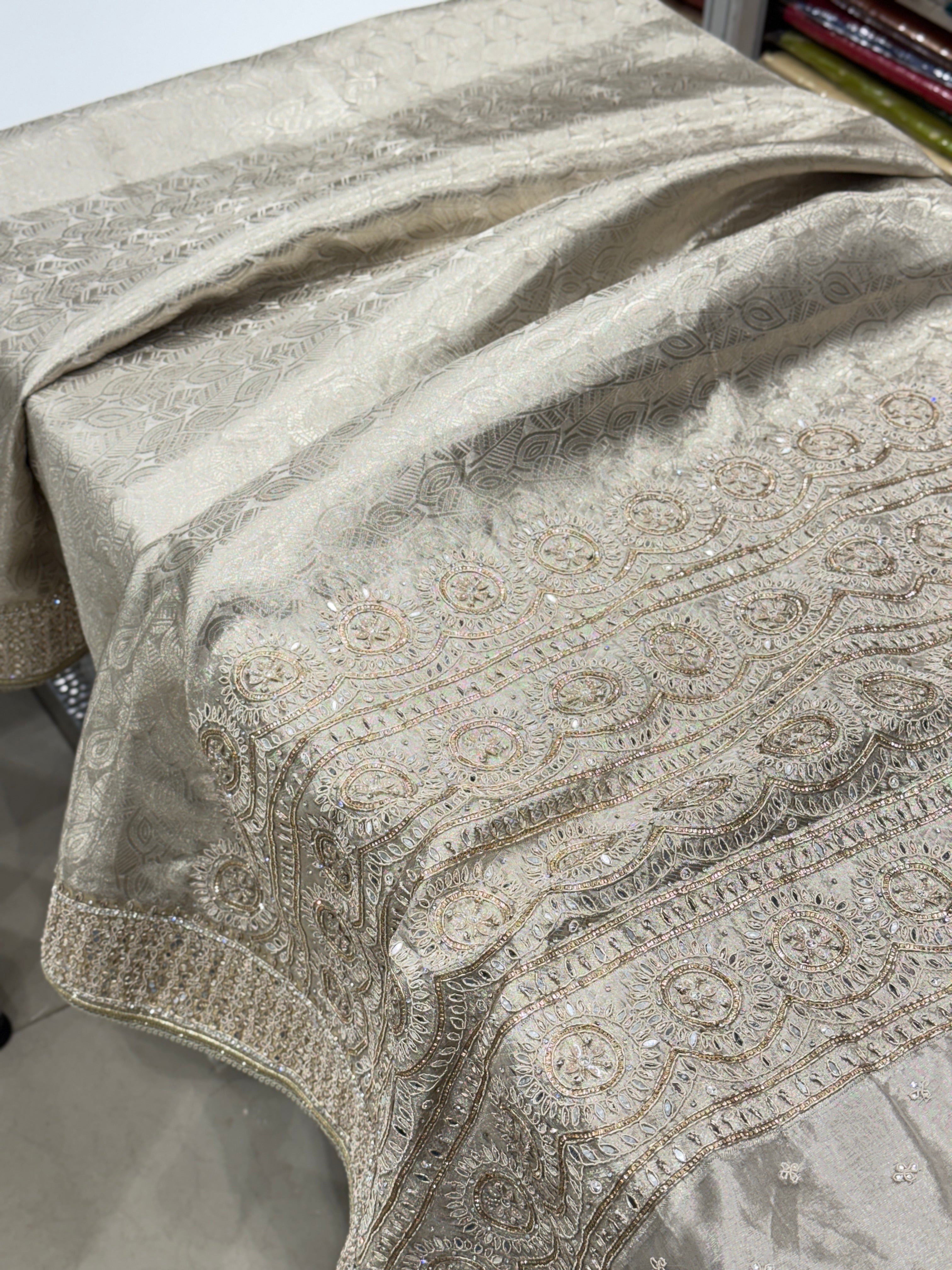 Silver Tissue Kanjivaram Contemporary Hand Embroidery Saree