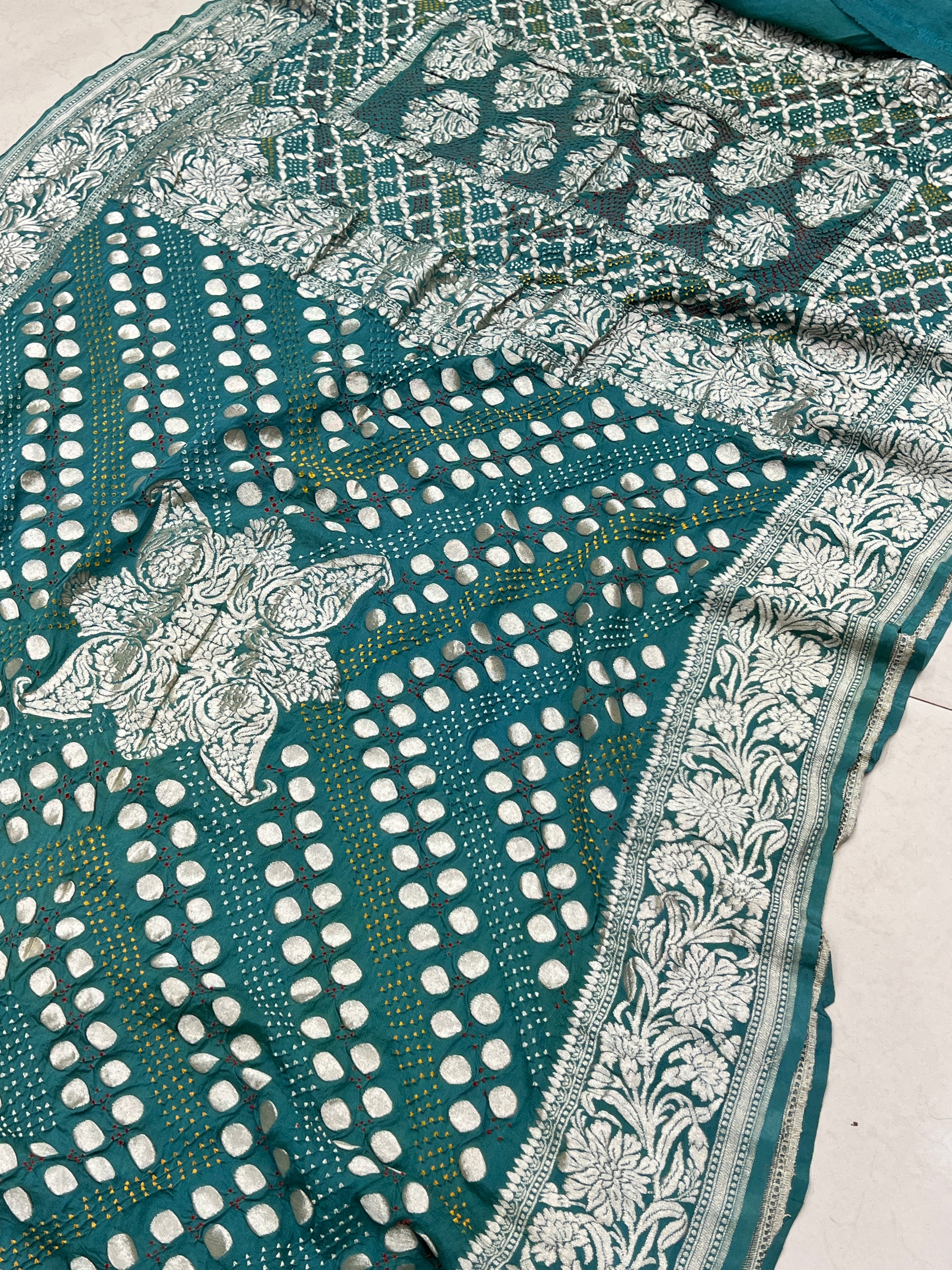 Sage Green Kadwa Weave Bandhej Saree