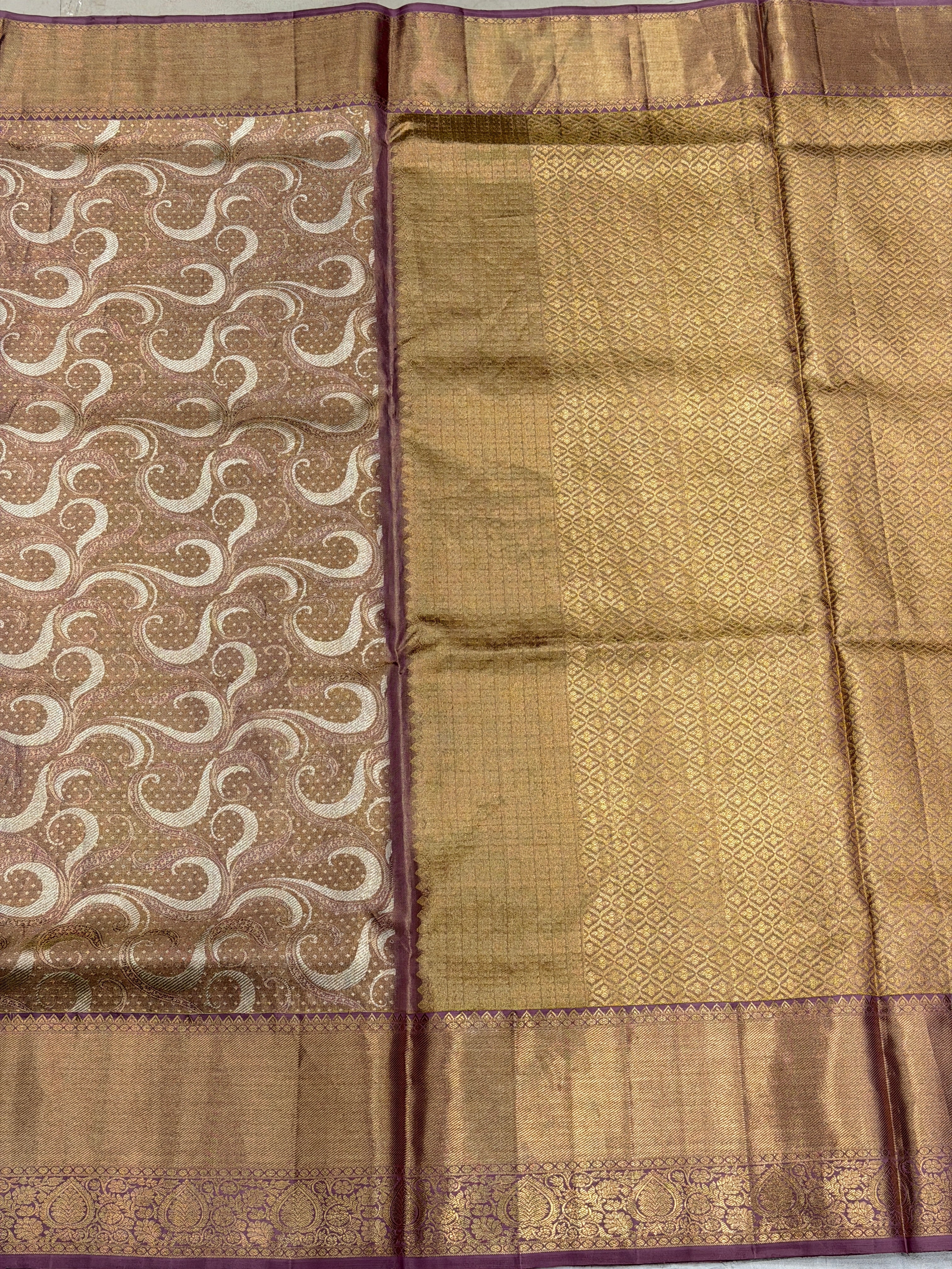 Mauve Contemporary Sona Roopa Handloom Kanjivaram Tissue Silk Saree