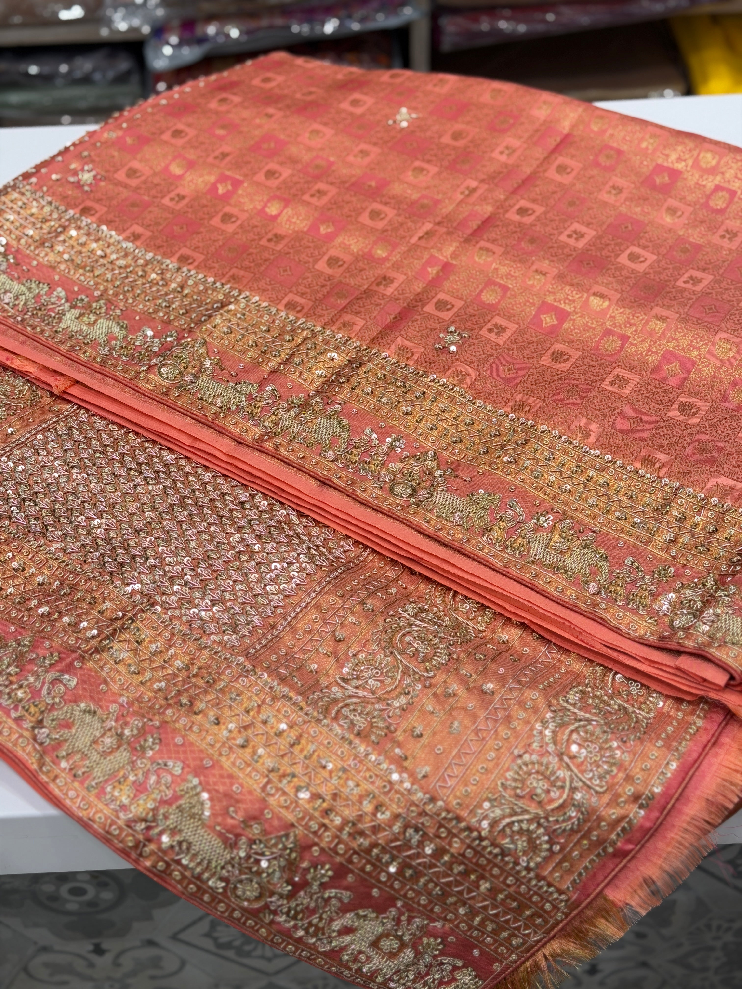 Pink Kanjivaram Doli Edit Zardosi Hand Embroidery Saree