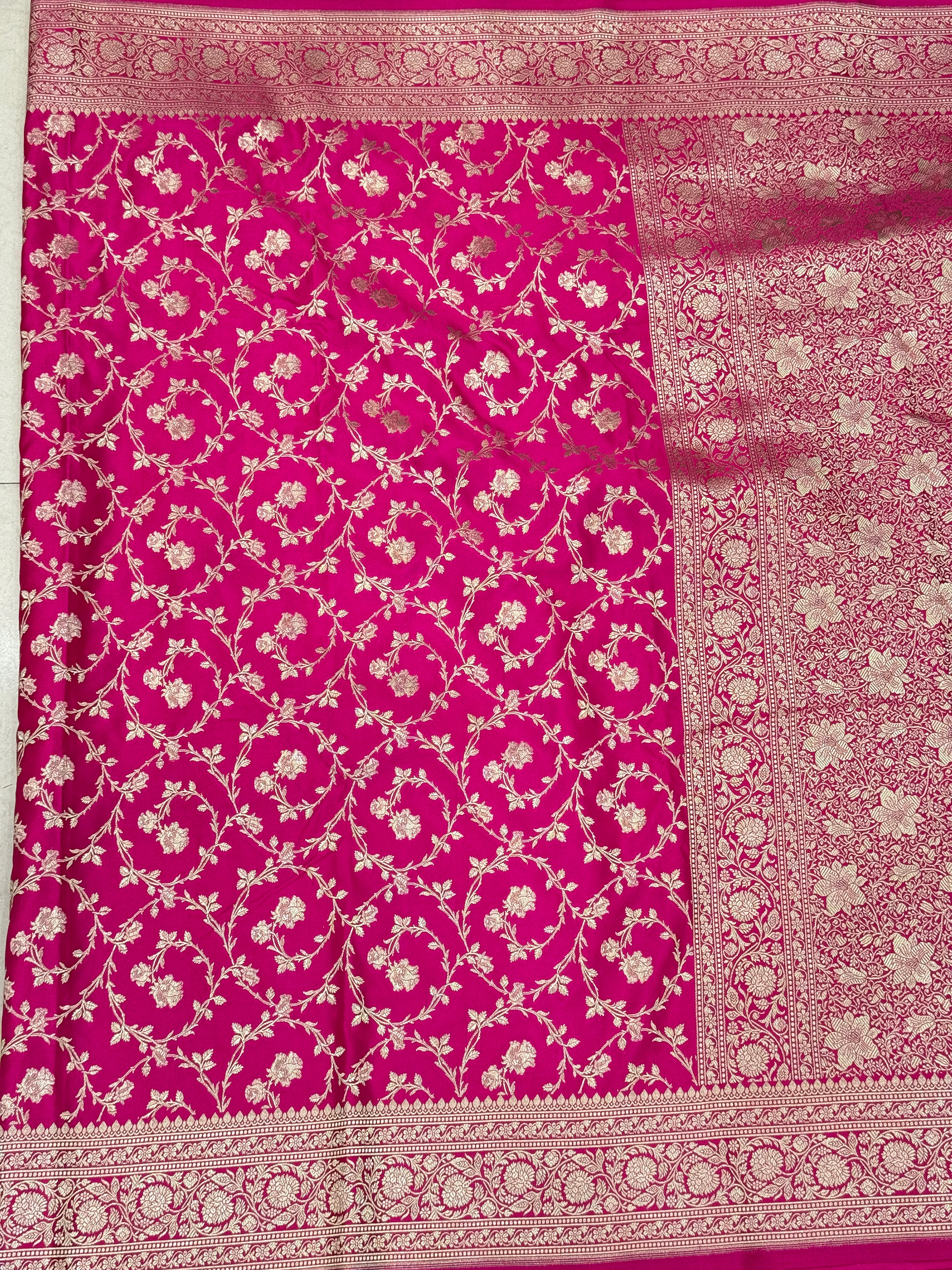 Rani Budding Rose Jaal Banarasi Silk Saree