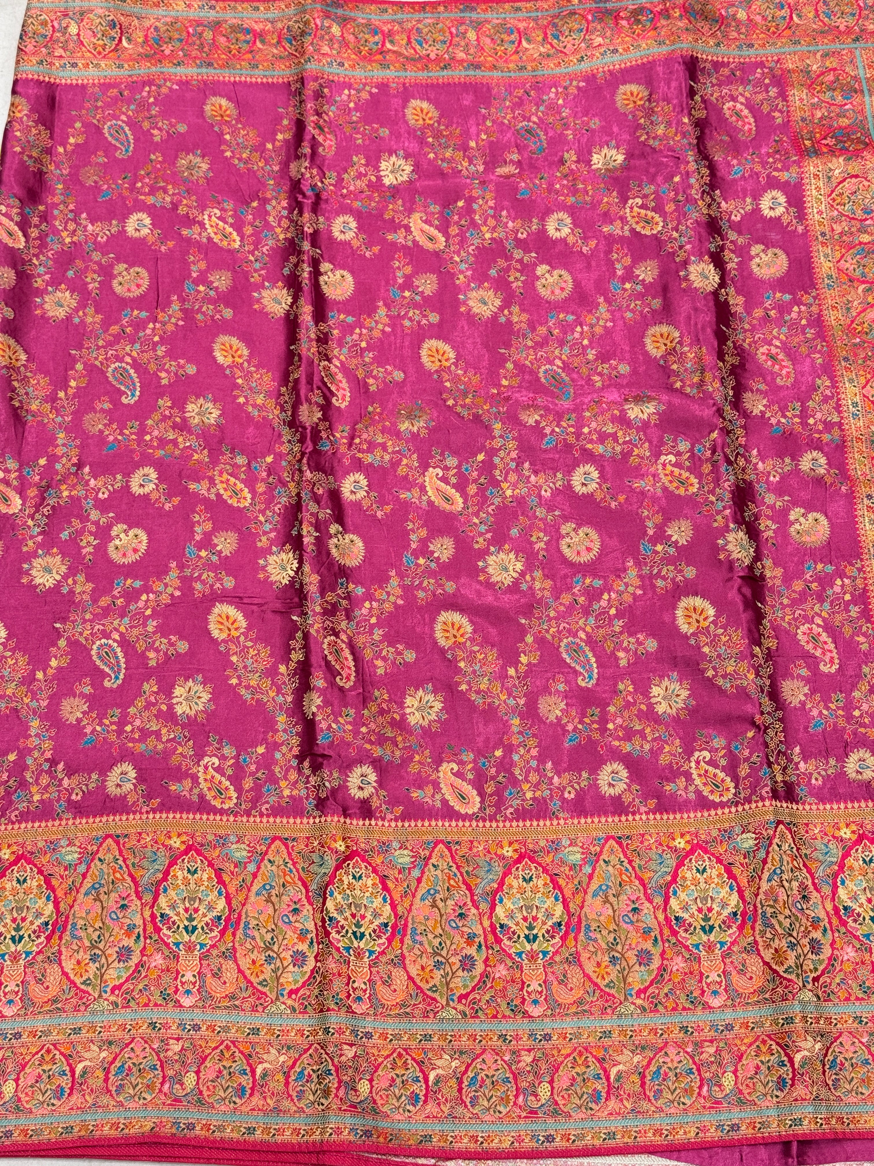 Rasberry Pink Banarasi Modal Rangkat Meenakari Jaal Big Border Saree