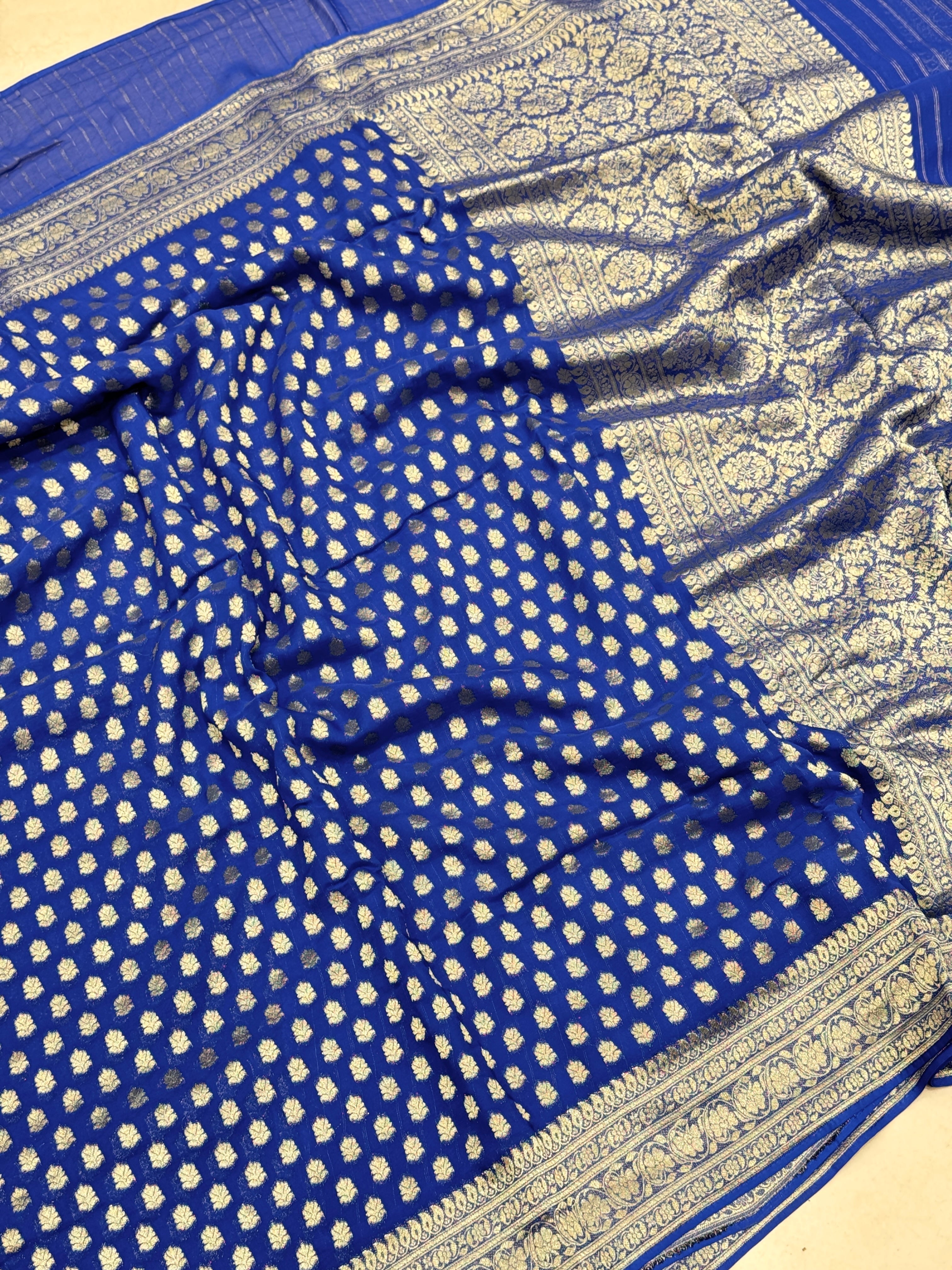 Royal Blue Butti Banarasi Georgette Saree