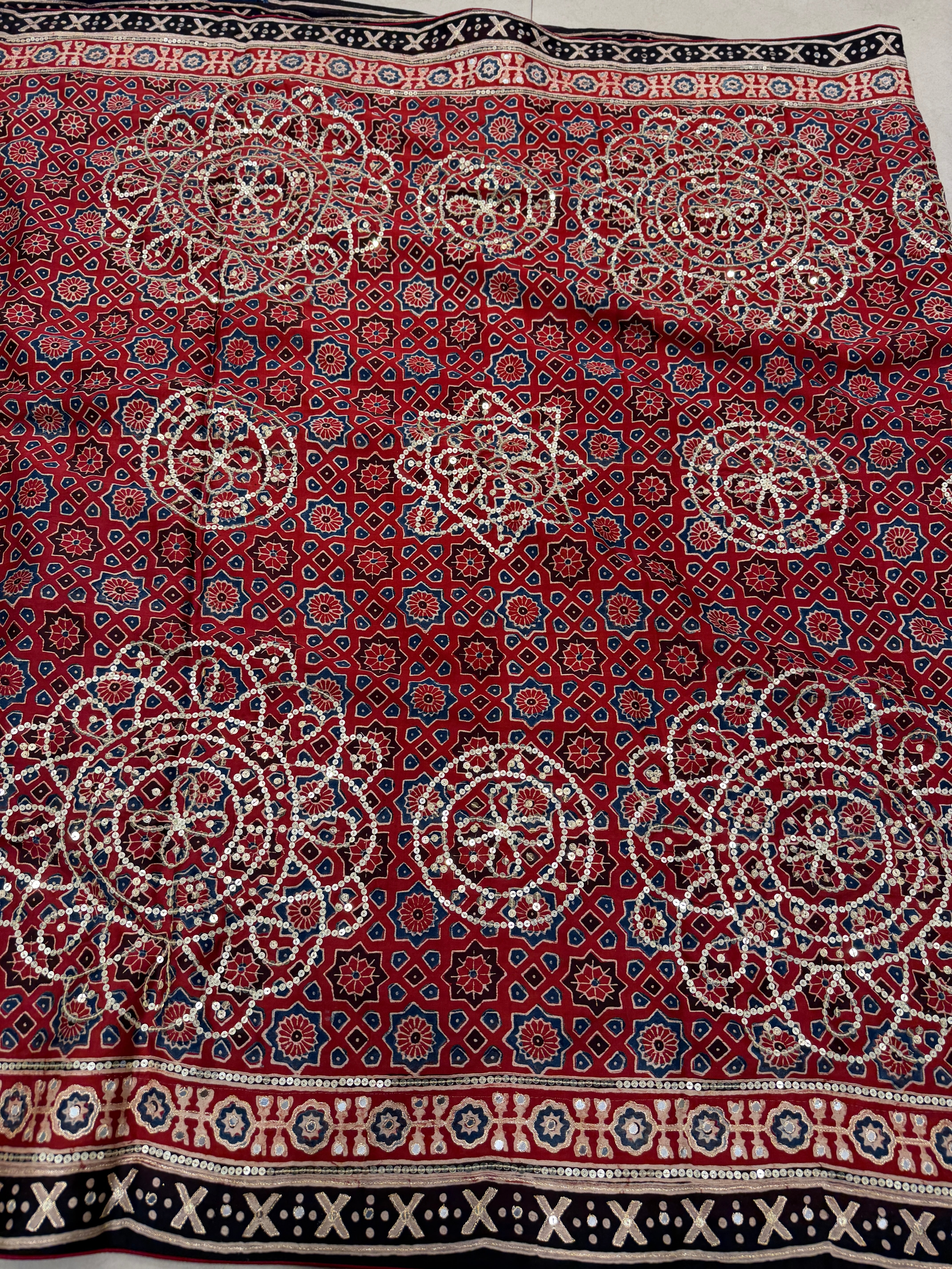 Alia Bhatt Inspired Ajrakh Modal Hand Embroidery Saree