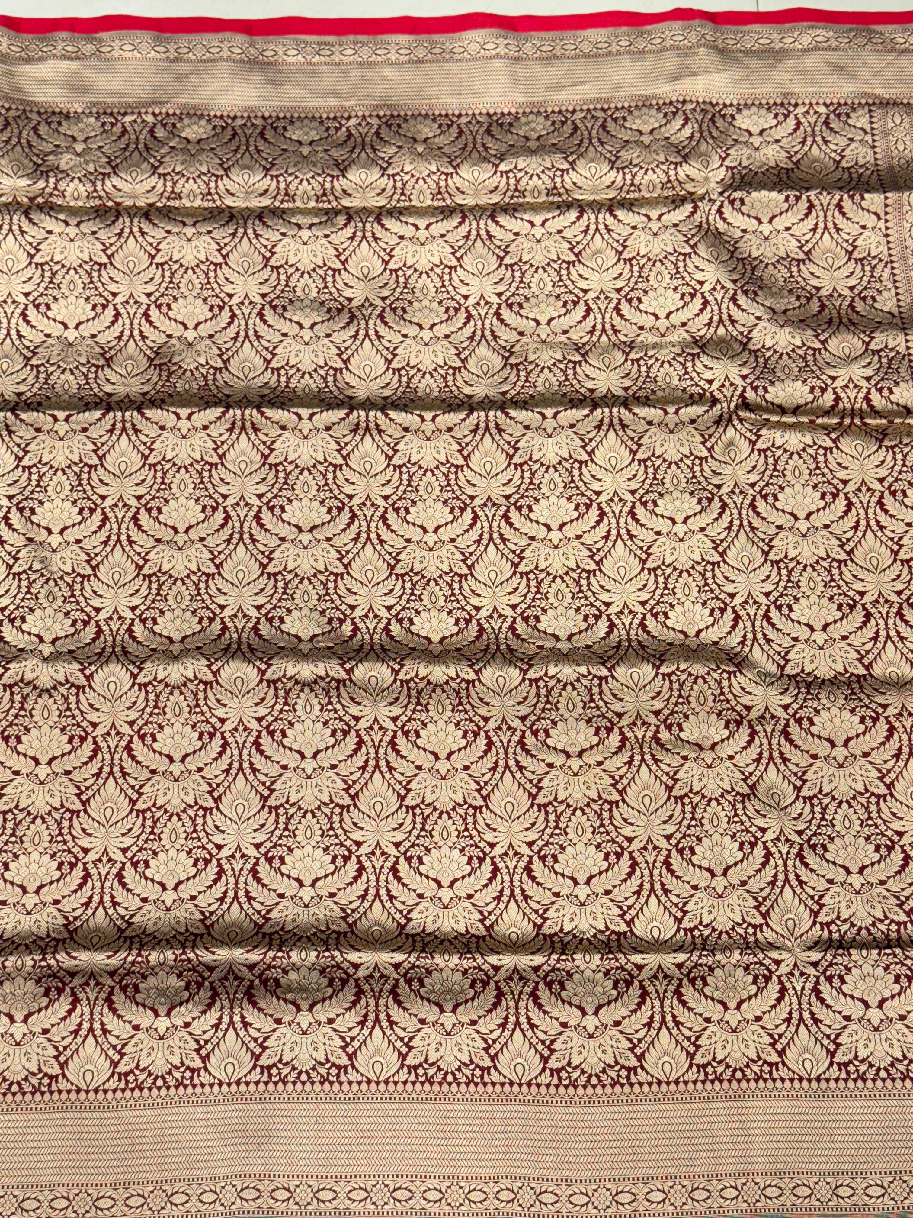 Maroon Jhanvi Kapoor Inspired Handloom Banarasi Katan Silk Saree