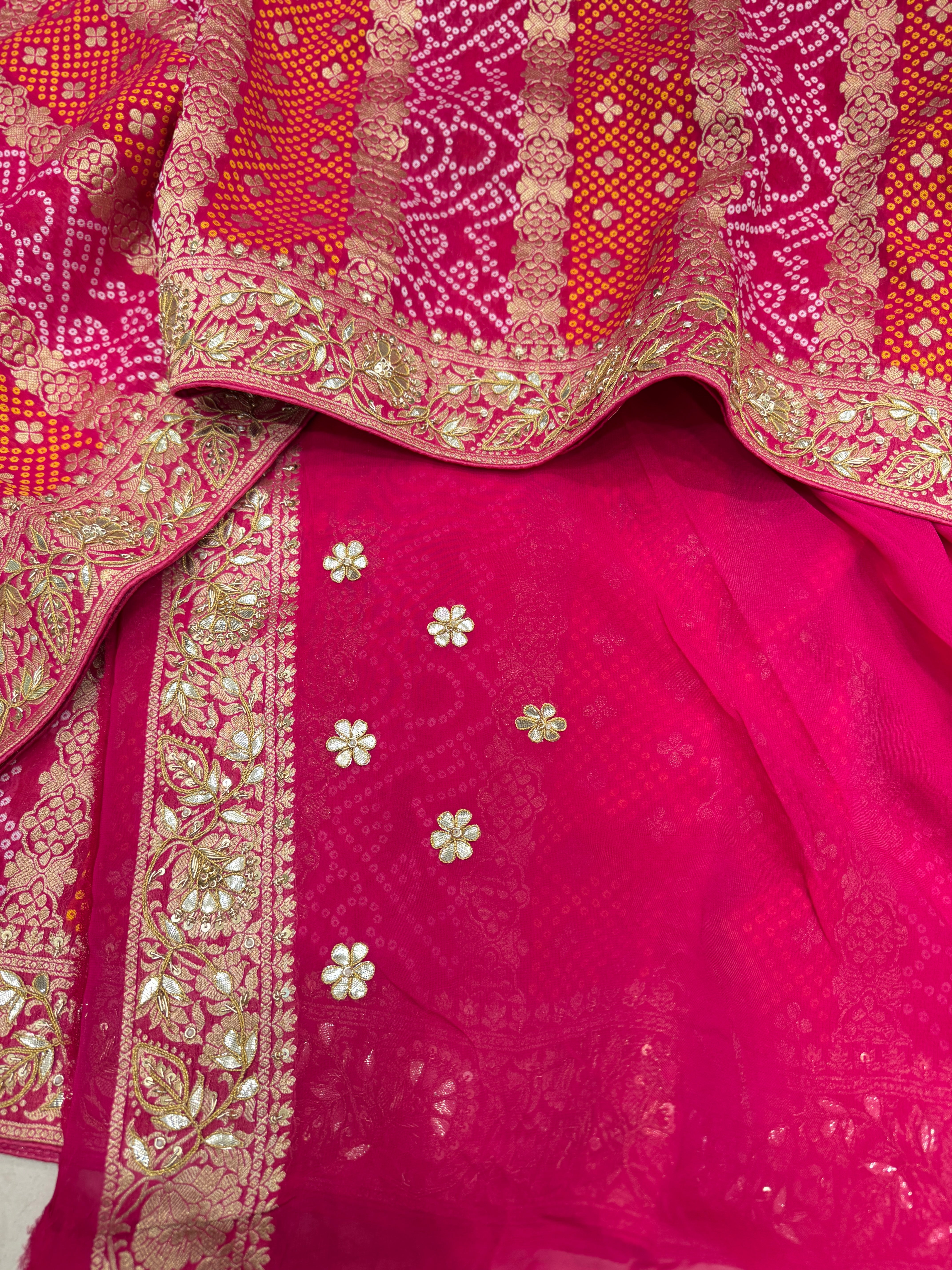 Rani Gotapatti Woven Bandhej Saree