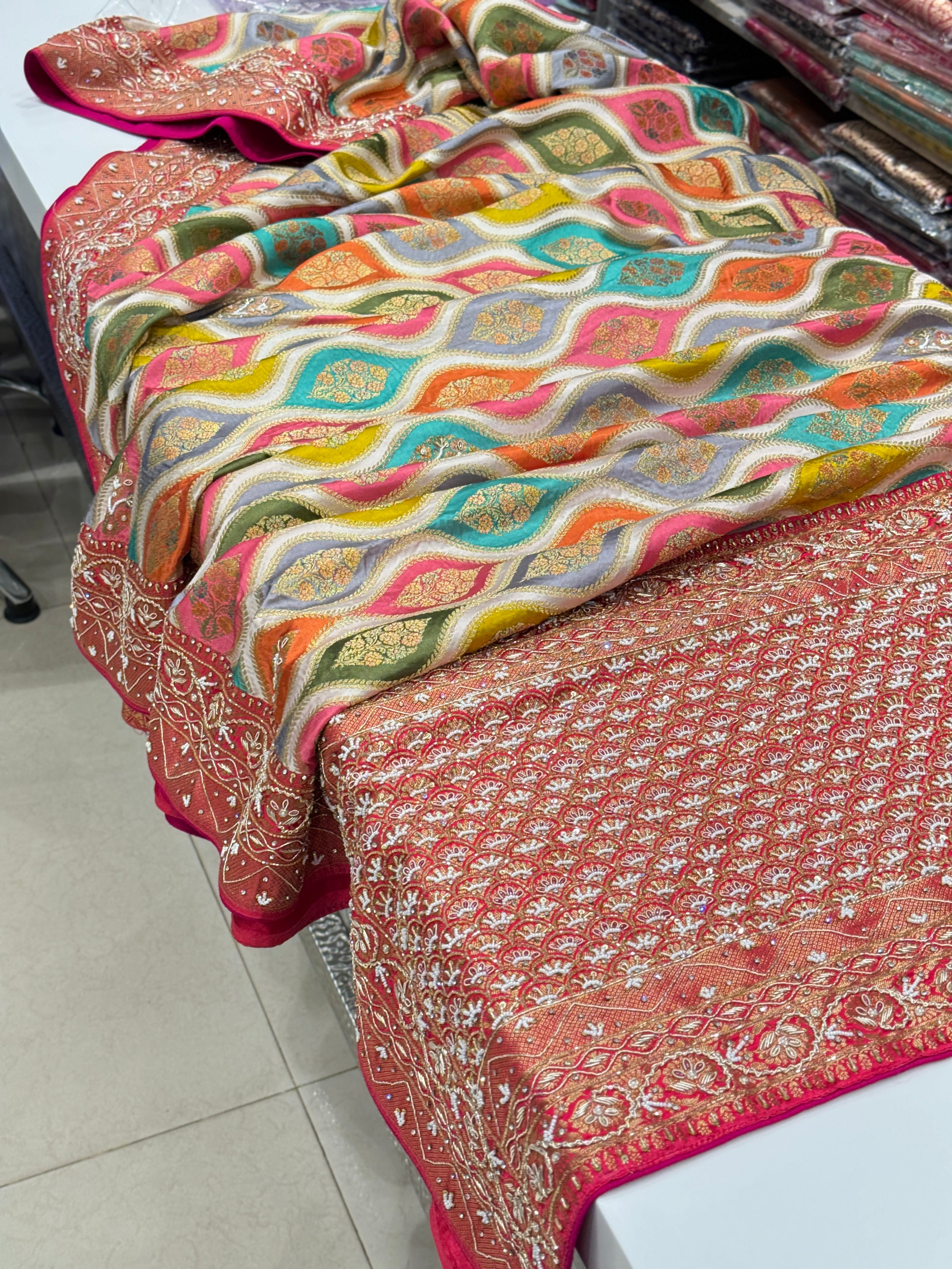 Banarasi Modal Rangkat Hand Embroidery Saree
