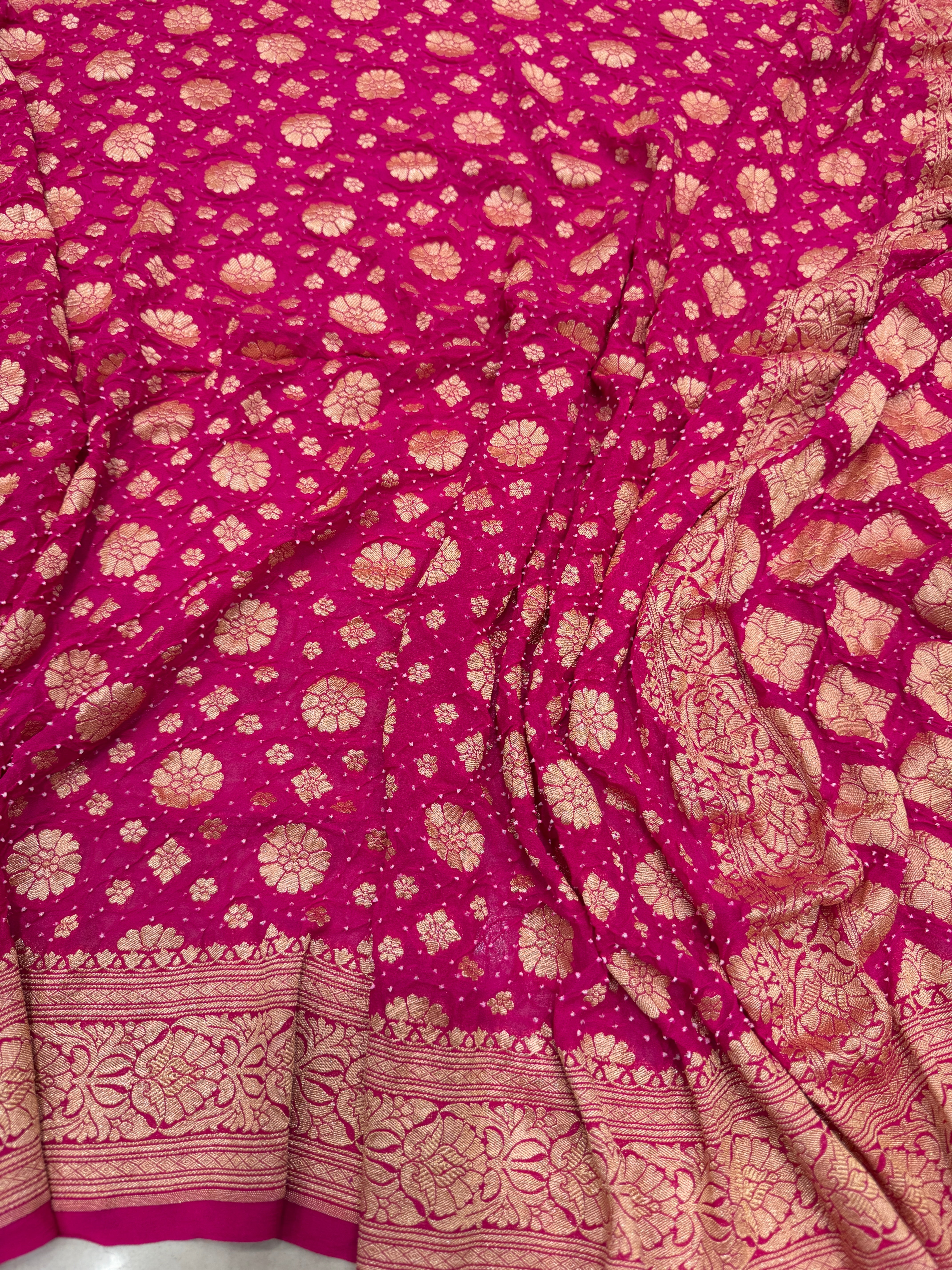 Rani Contemporary Bandhej Bandhini Saree
