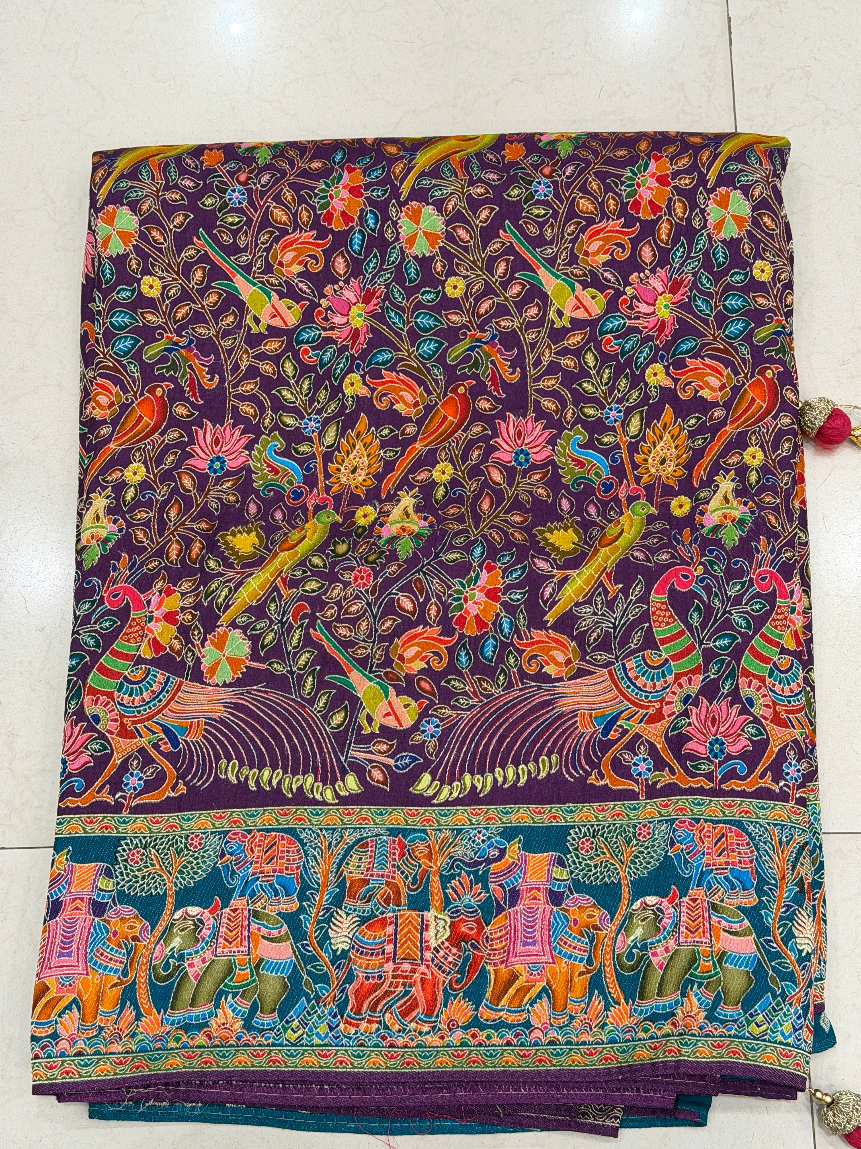 Violet Rama Skirt Weaved Pashmina Style Multi Colour Saree