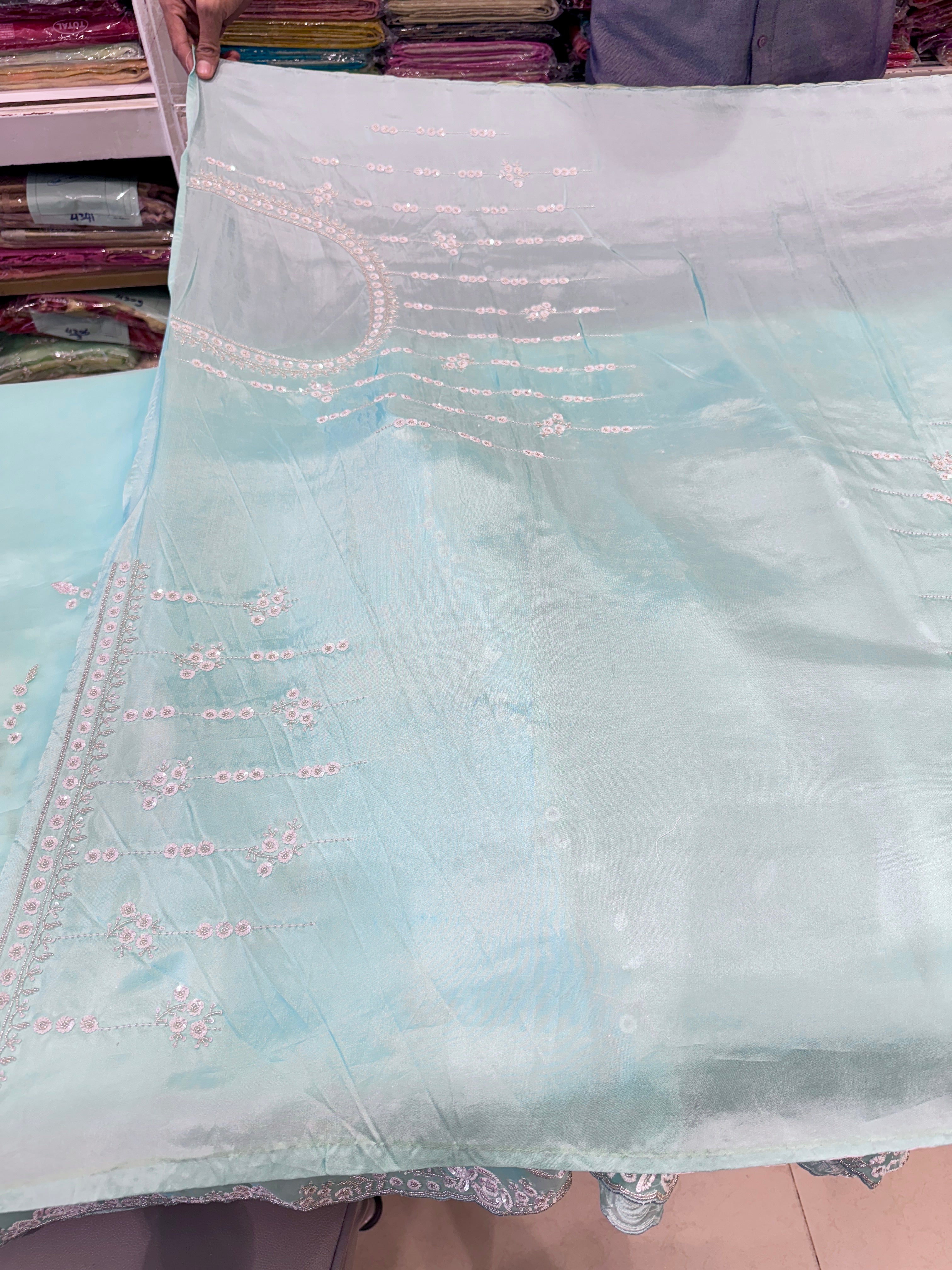 Pure Organza with Sequin MotiHand Embroidery