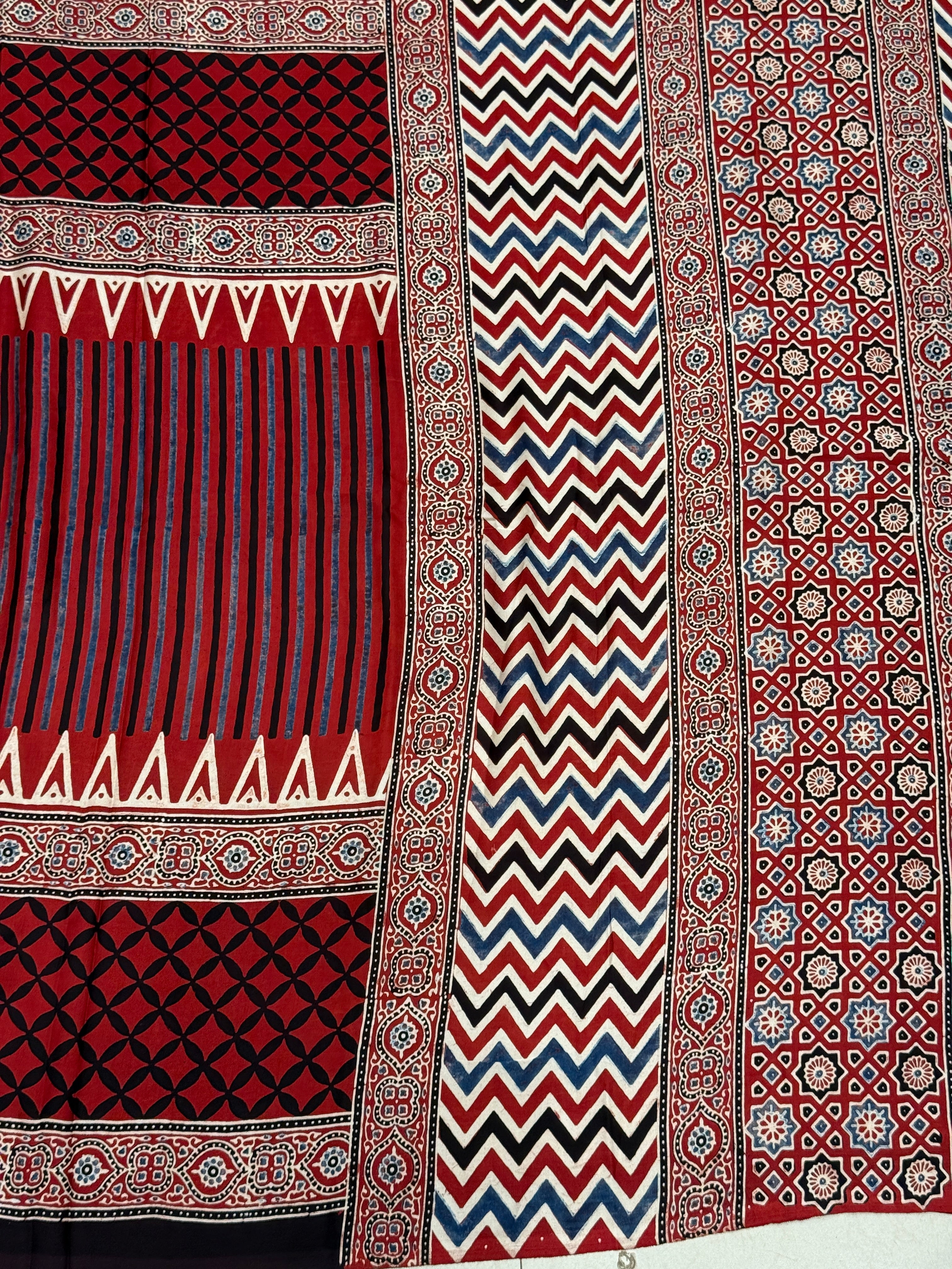 Red Line Contemporary Modal Gajji Silk Ajrakh Saree