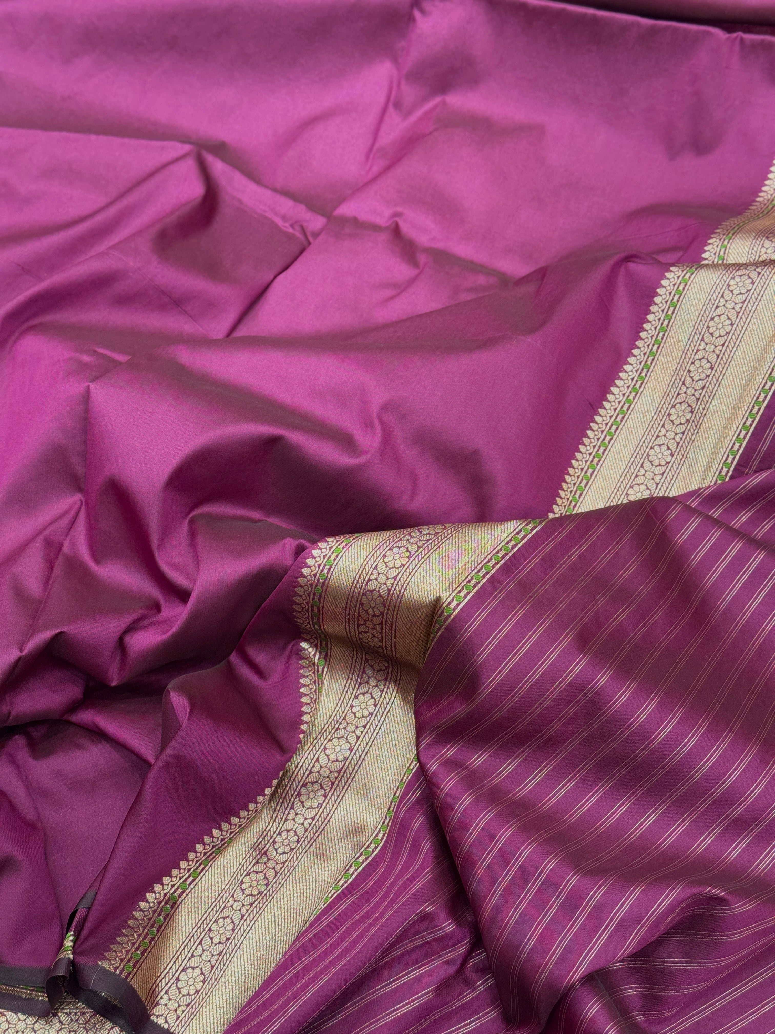 Purple Paisley Butta Banarasi Silk Saree