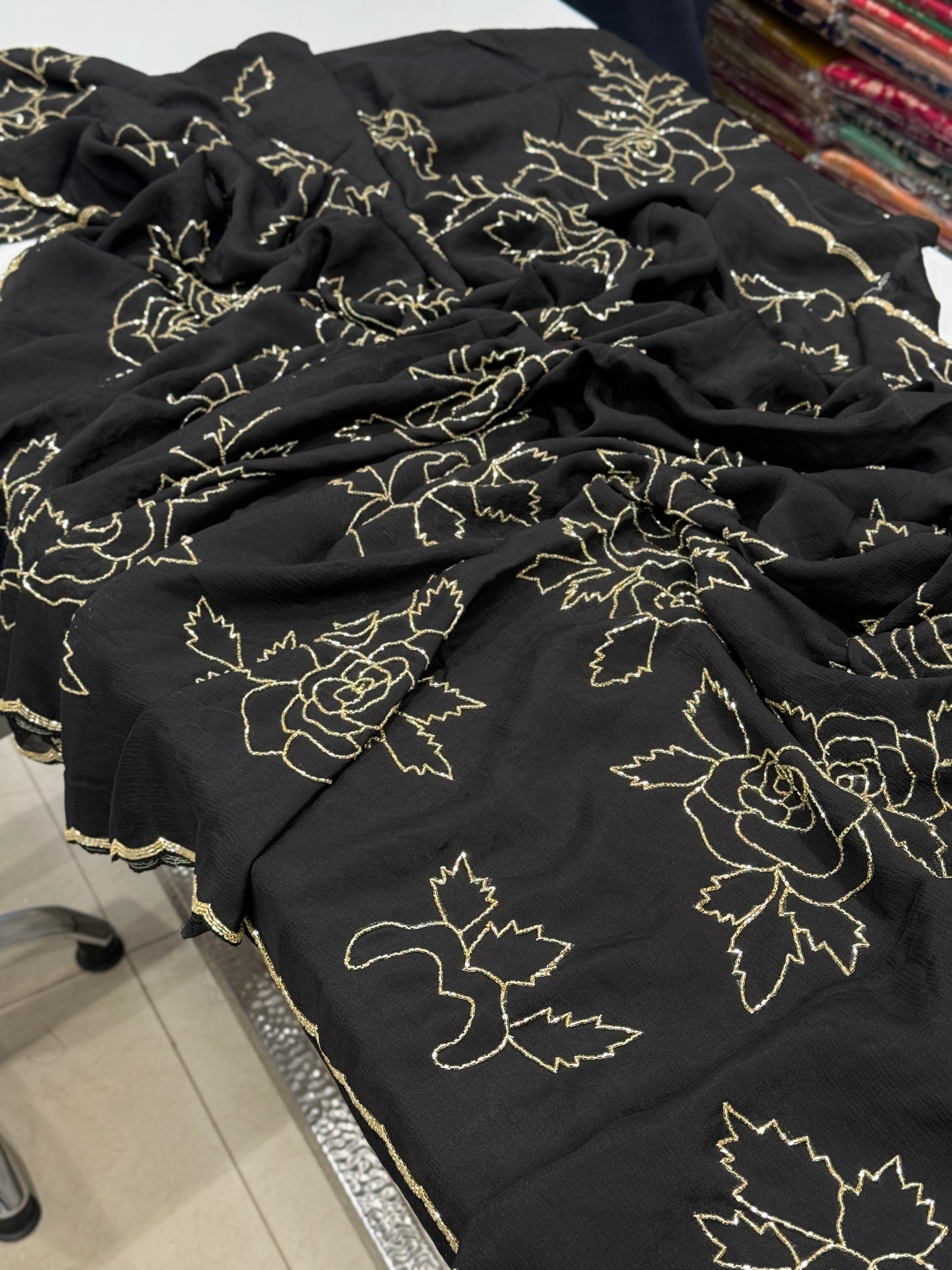 Black Chiffon Rose Edit Saree