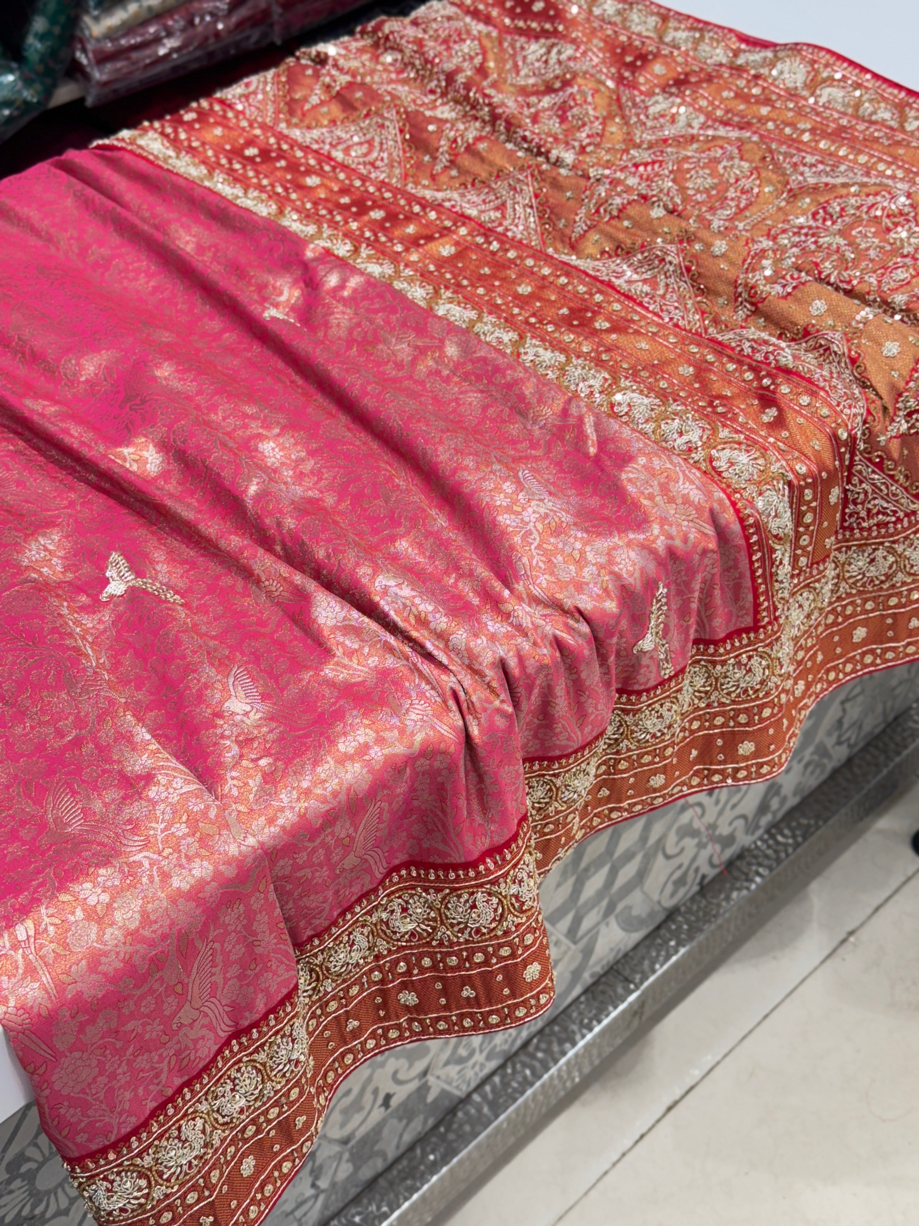 Crimson Kanjivaram Zardosi Hand Embroidery Saree