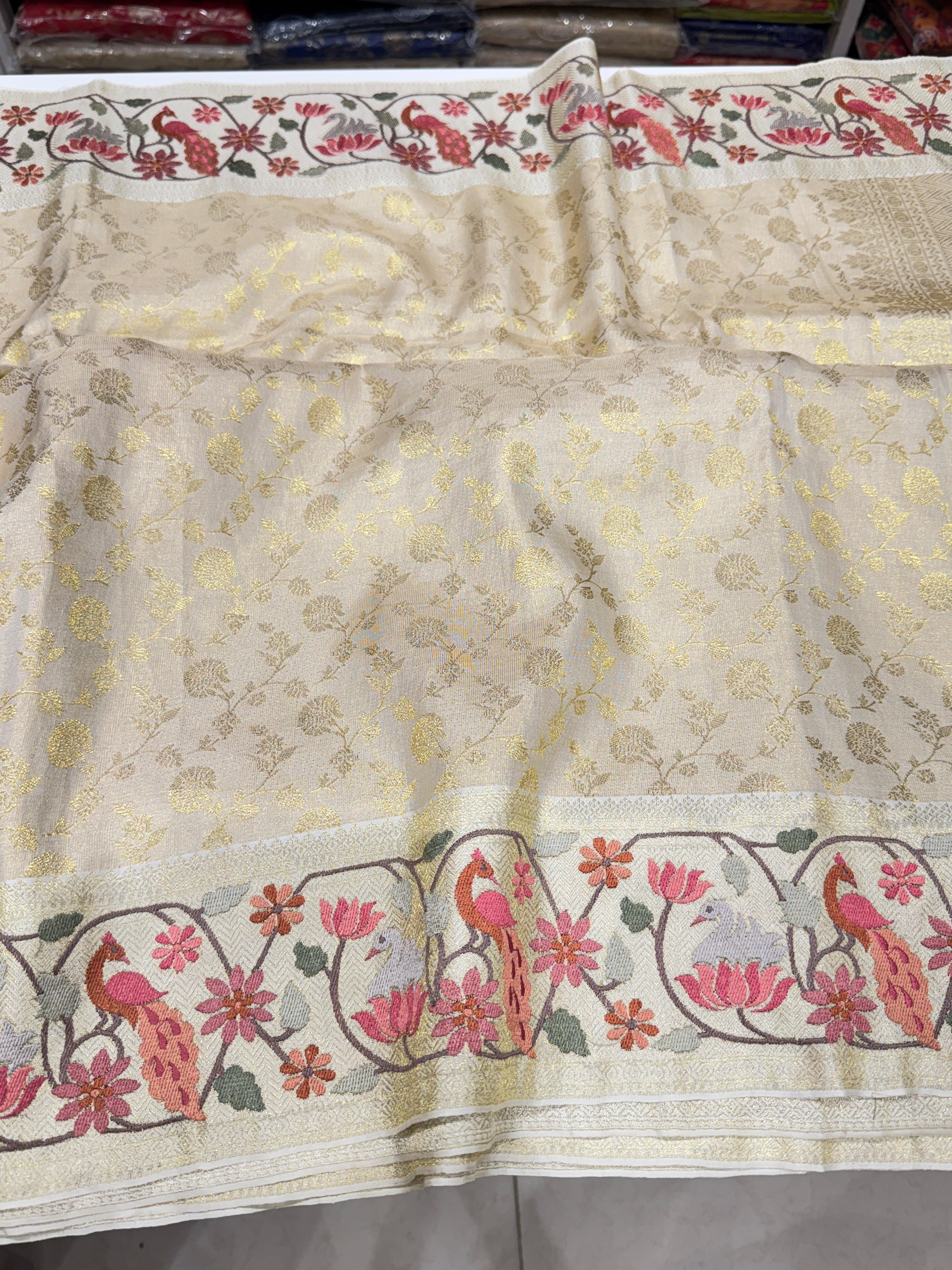 Moti White Kanjivaram x Parsi Gara Saree