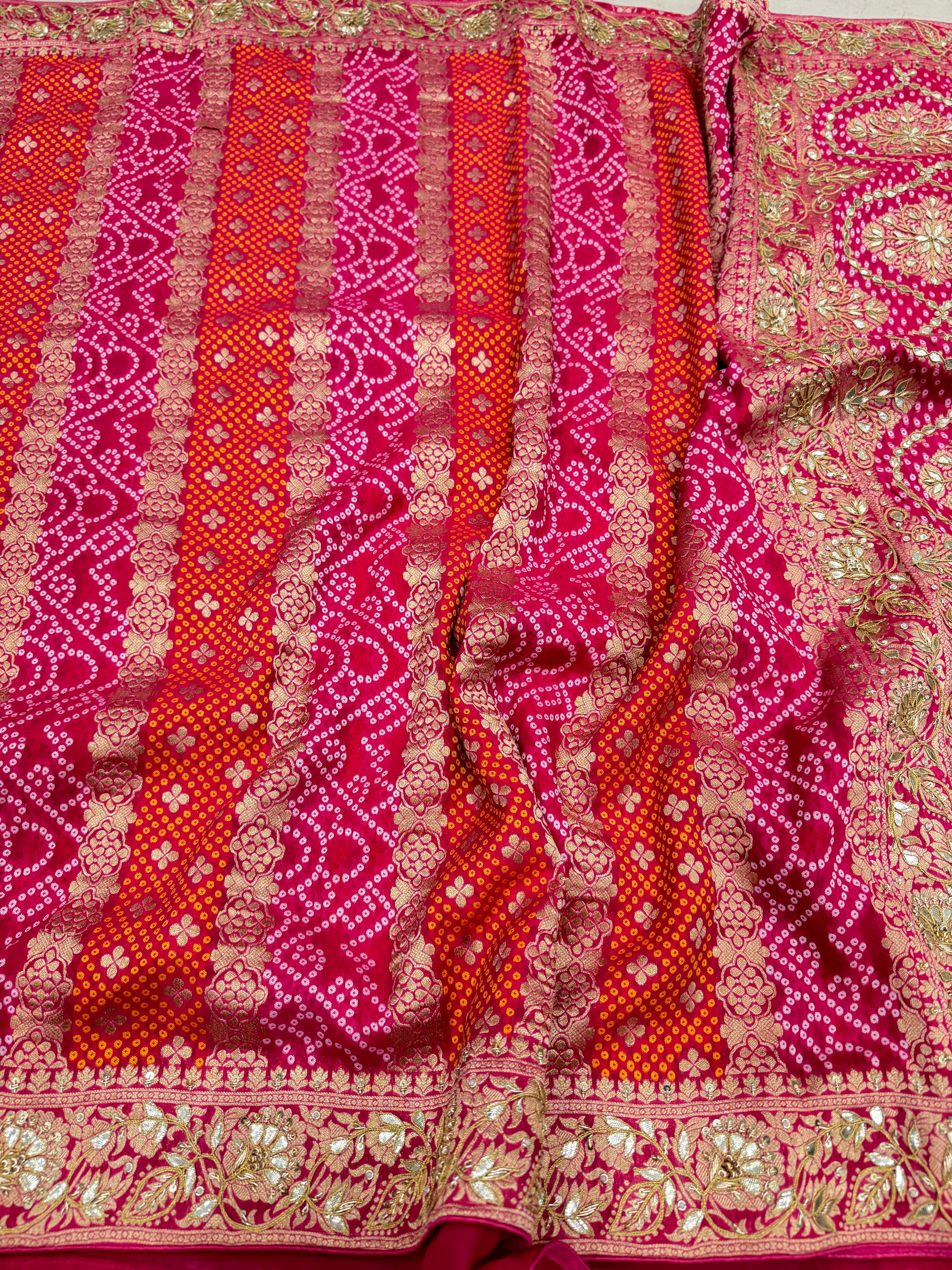 Rani Gotapatti Woven Bandhej Saree