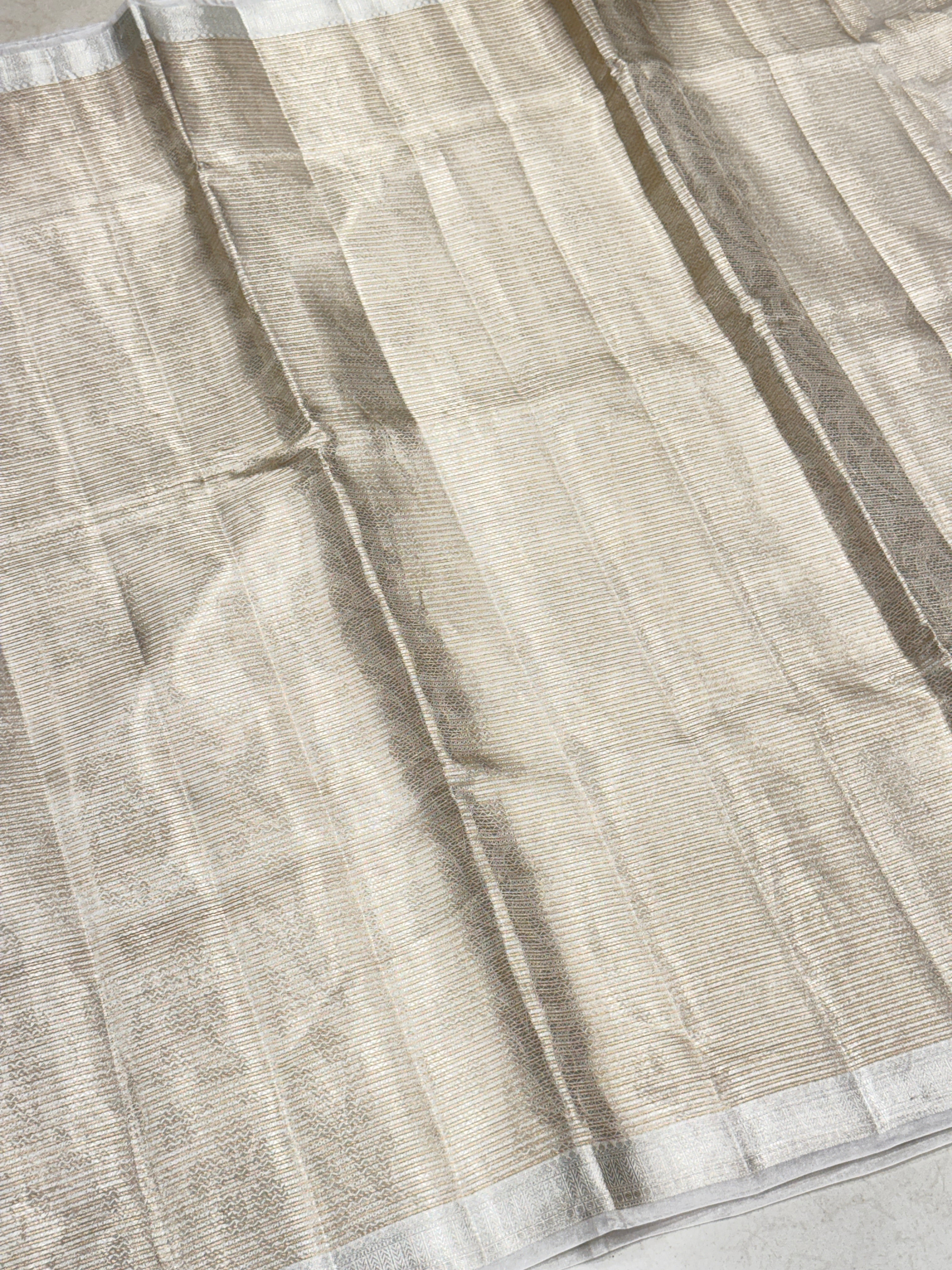 Light Gold Double Tissue Contemporary Banarasi Saree