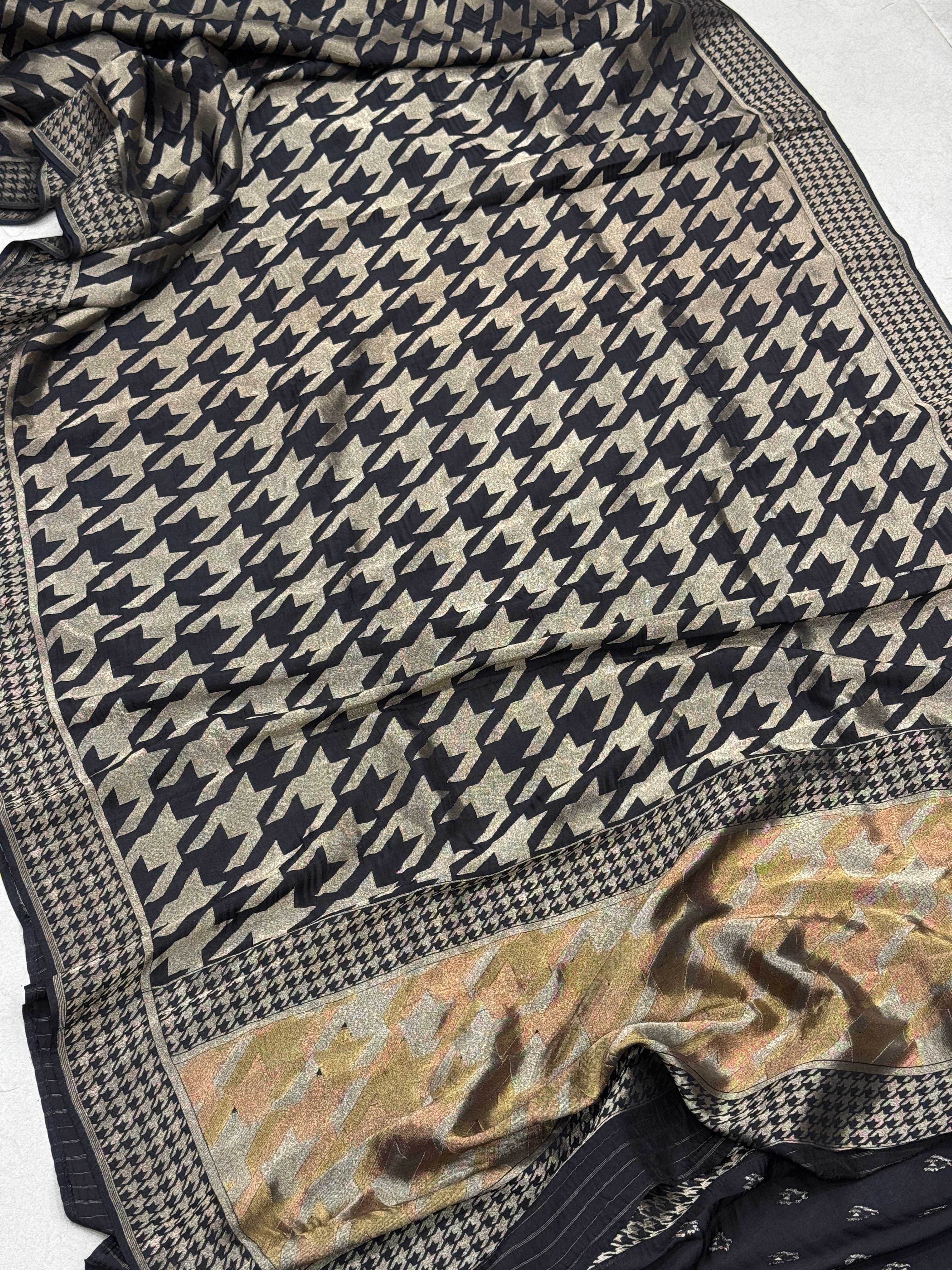 Black Contemporary Banarasi Munga Silk Saree