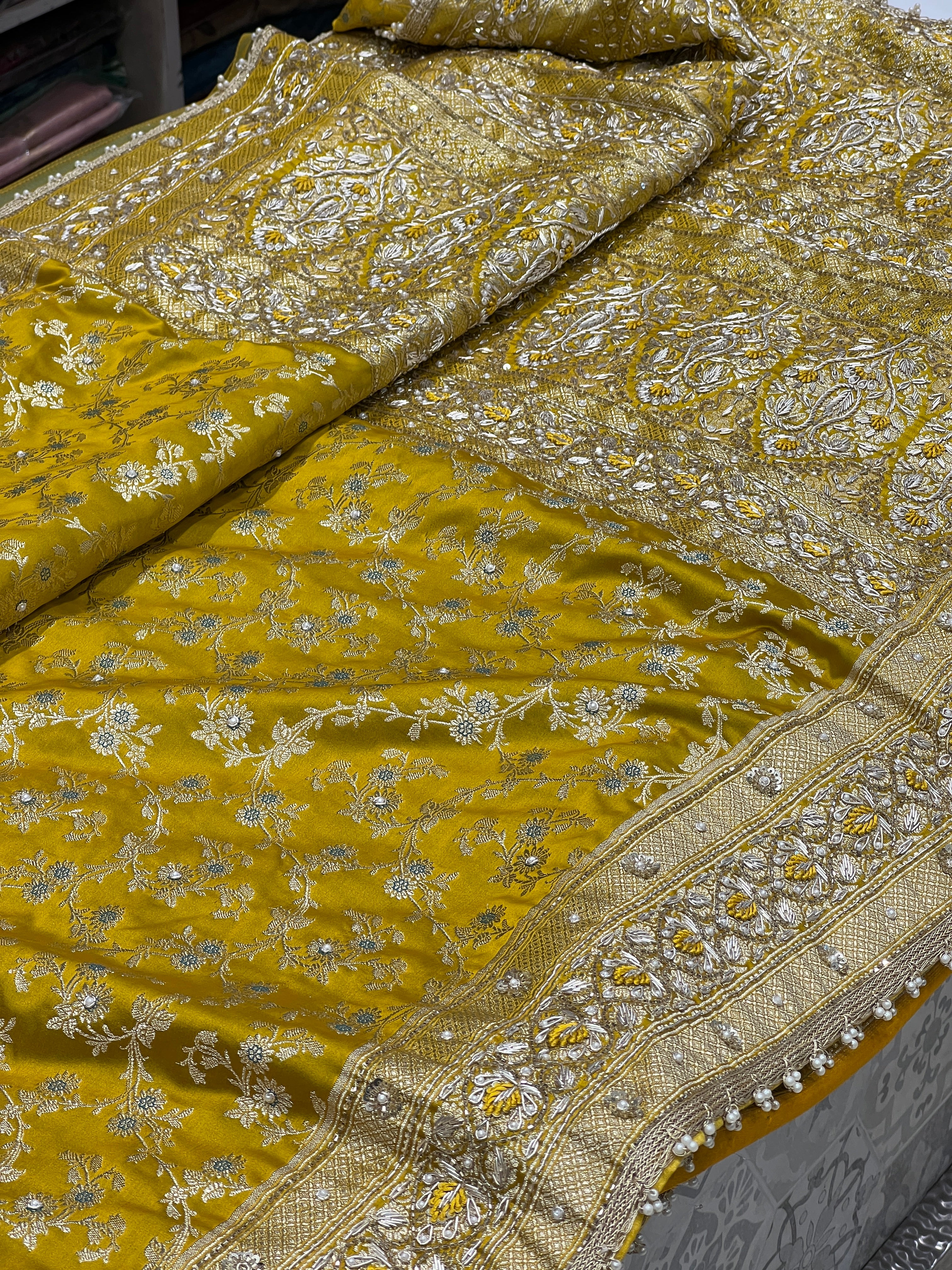 Chatni Colour Banarasi Silk Resham Embroidery Saree