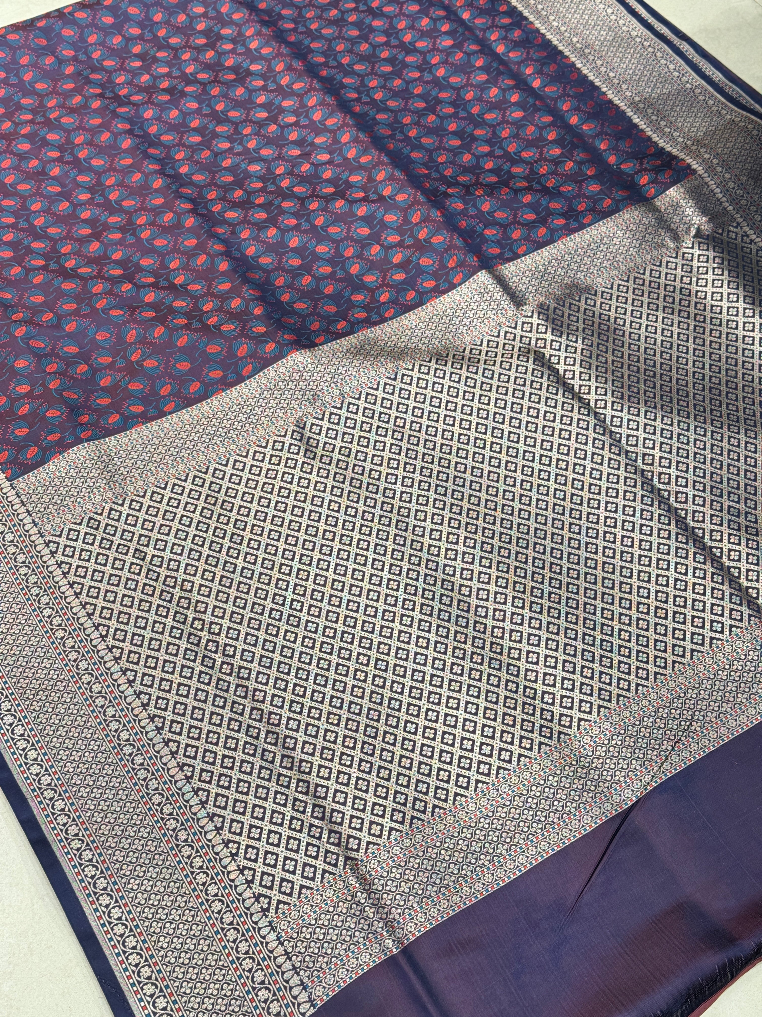 Blue Contemporary Banarasi Mushru Contrast Resham Saree
