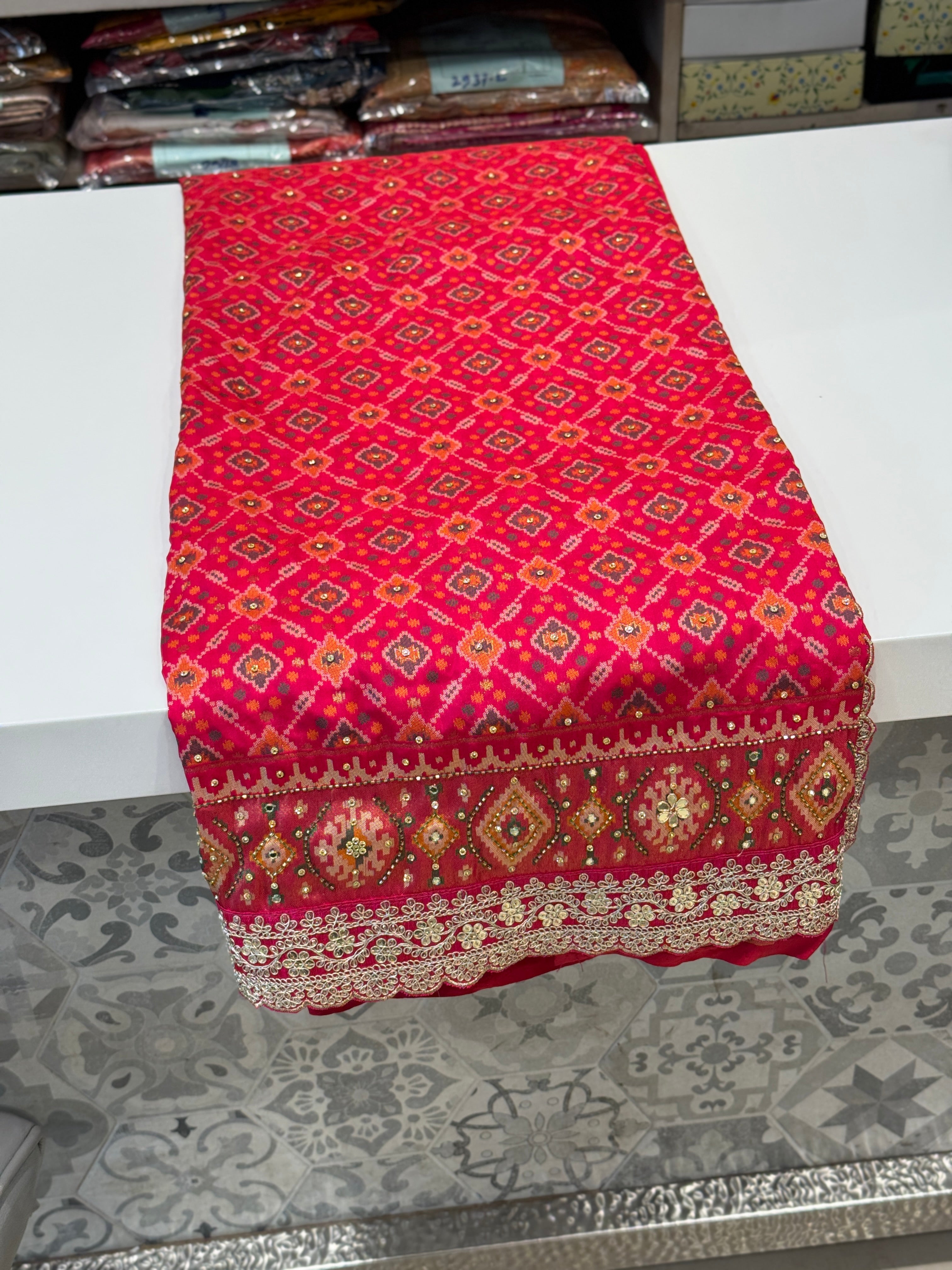 Reddish Pink Patola Embroidery Saree Maharani Edit